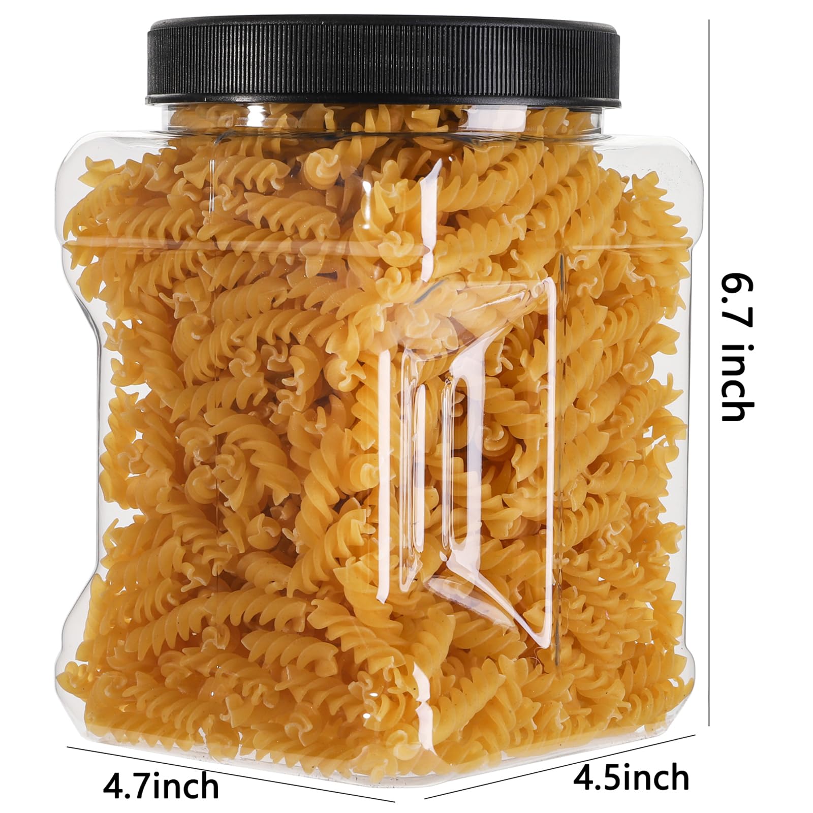 Lawei Square Plastic Jars With Lids - Clear Empty Storage Containers For Food Storage, Plastic Food Jars With Easy Grip Handles