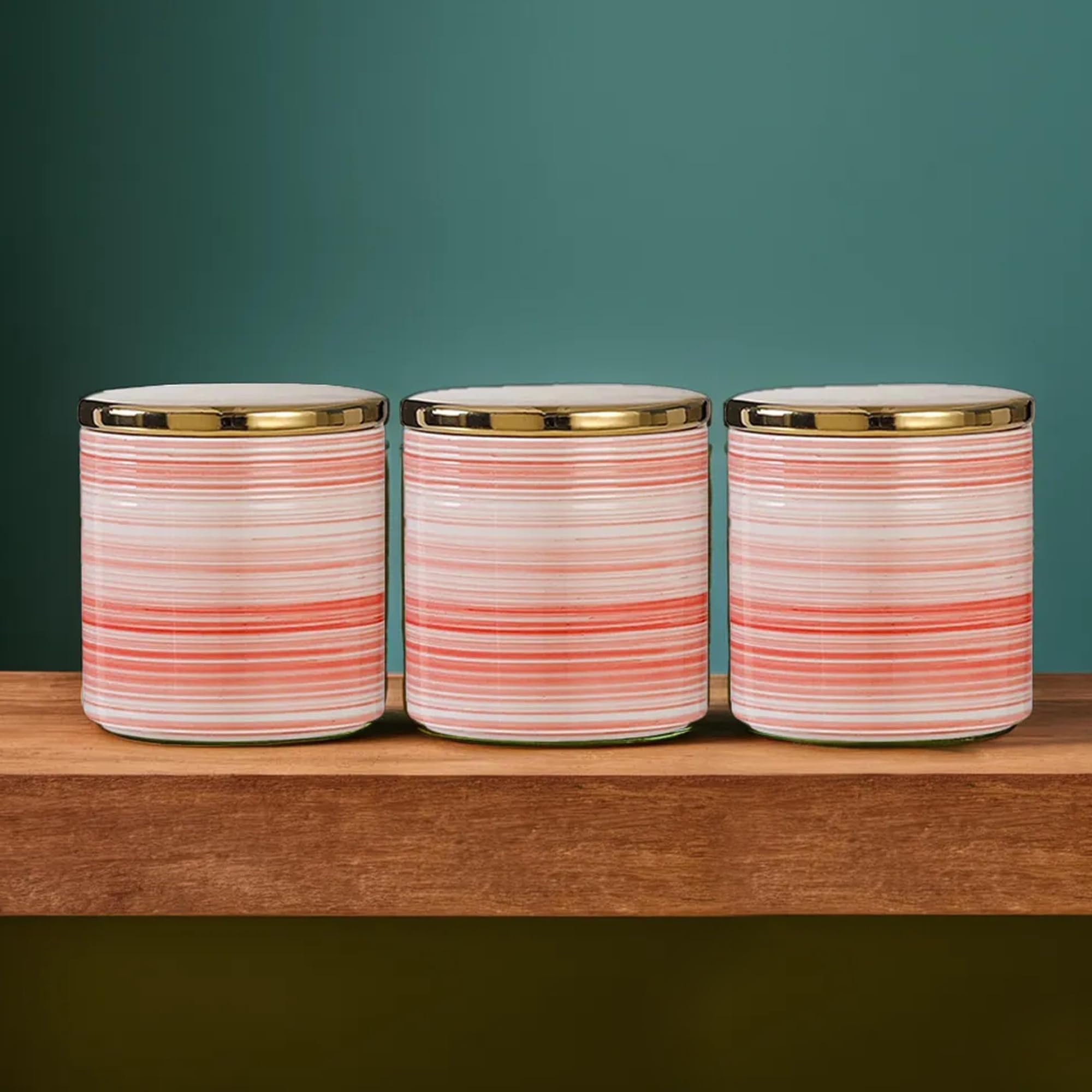 Umai Ceramic Jars For Kitchen Storage With Bamboo Lids | Airtight Kitchen Containers Set | Multipurpose Jars For Pickles, Nuts, 
