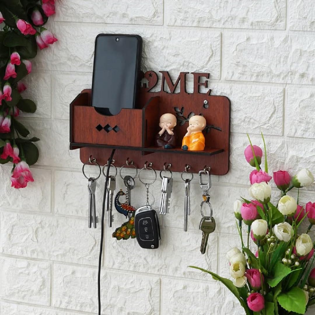 Sanvatsar Key Holder for Home | Wooden Key Stand for Wall | Key Hanger(6x10 Inches)