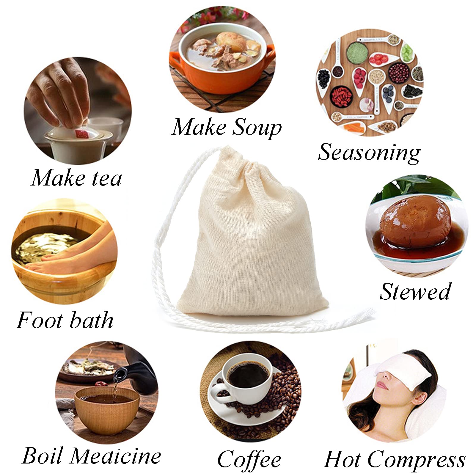 LOOKSGO 25 Pcs 3x4 Inch Muslin Bag Sachet Bag for Party Wedding Home Supplies Cotton Drawstring Bags for Jewelry