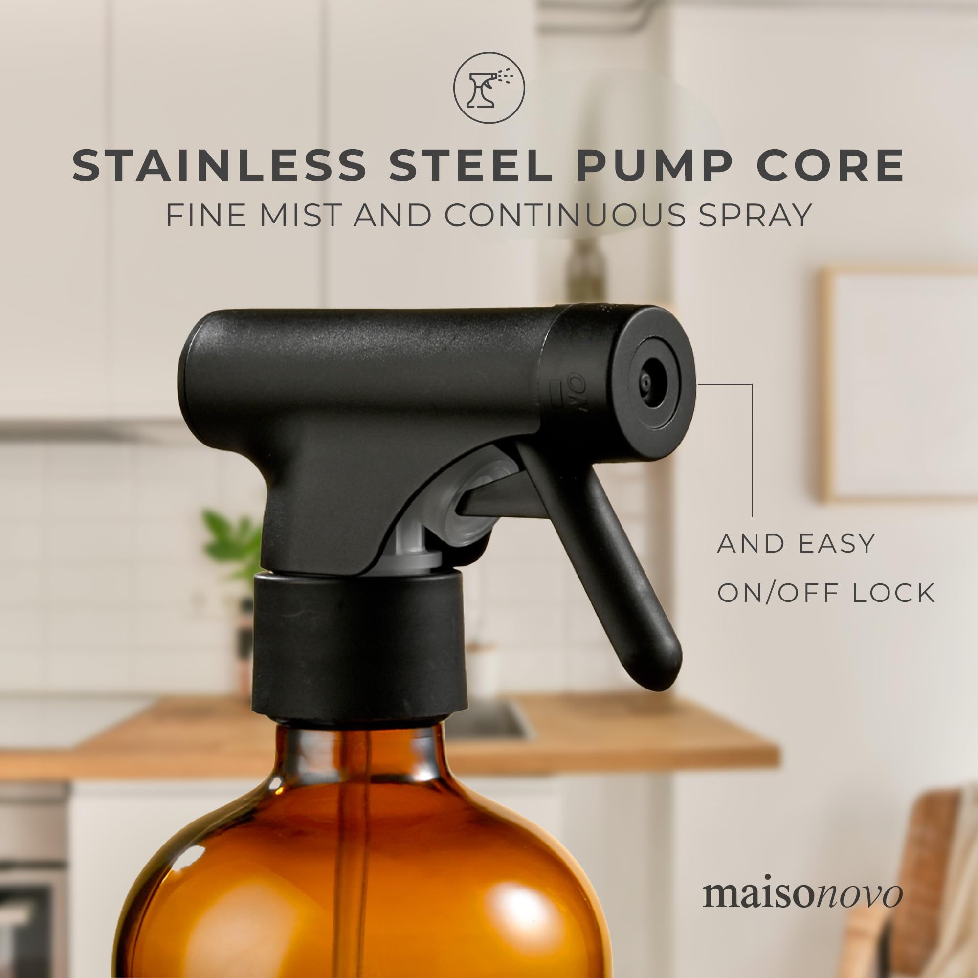 Maisonovo Glass Spray Bottle | 16.9 Fl Oz Amber X 2 With 16 Labels