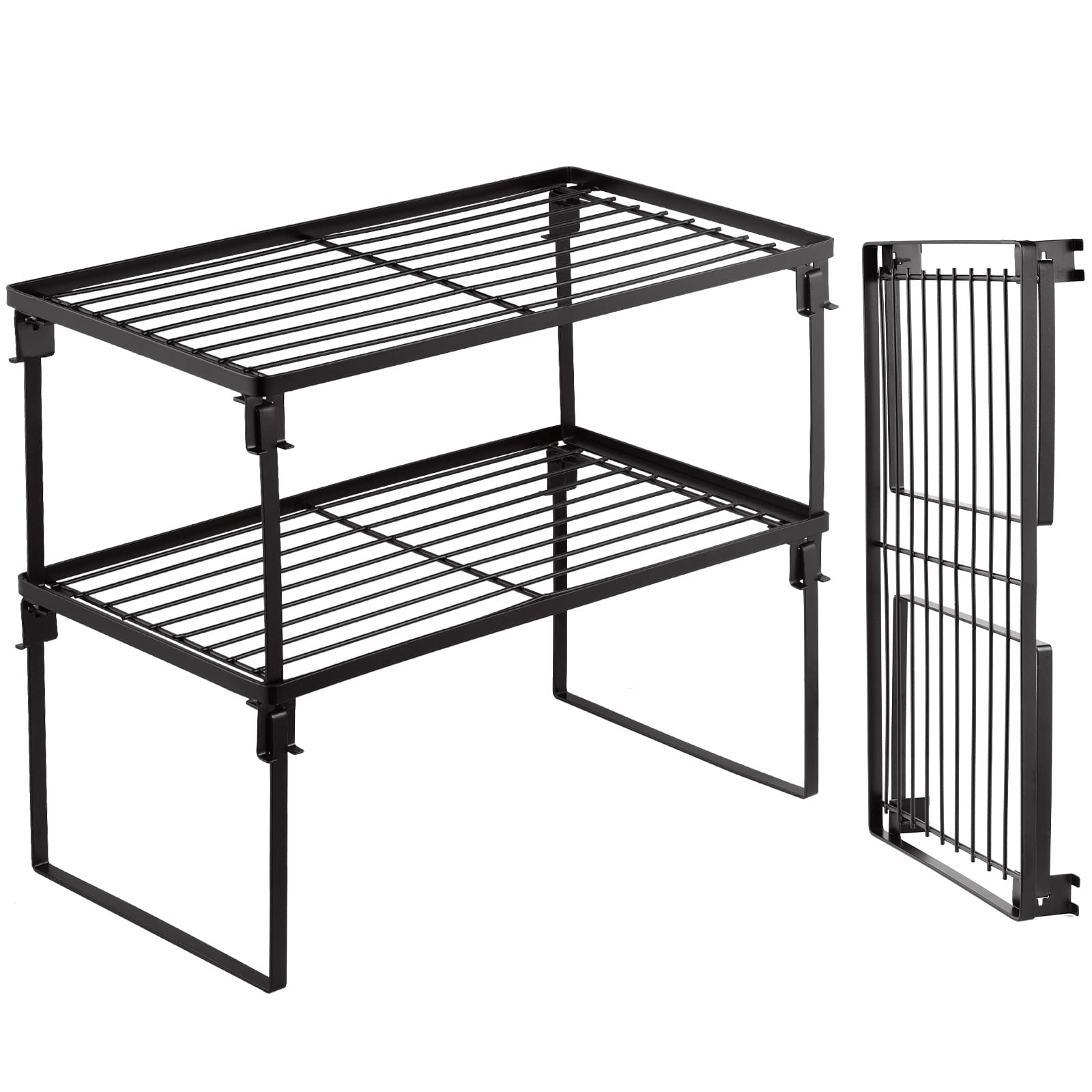 Tomorotec [2 Pack] Stackable Kitchen Storage Shelf Rack, Foldable Spice Rack Cabinet Organization Storage Shelves, Kitchen Shelv