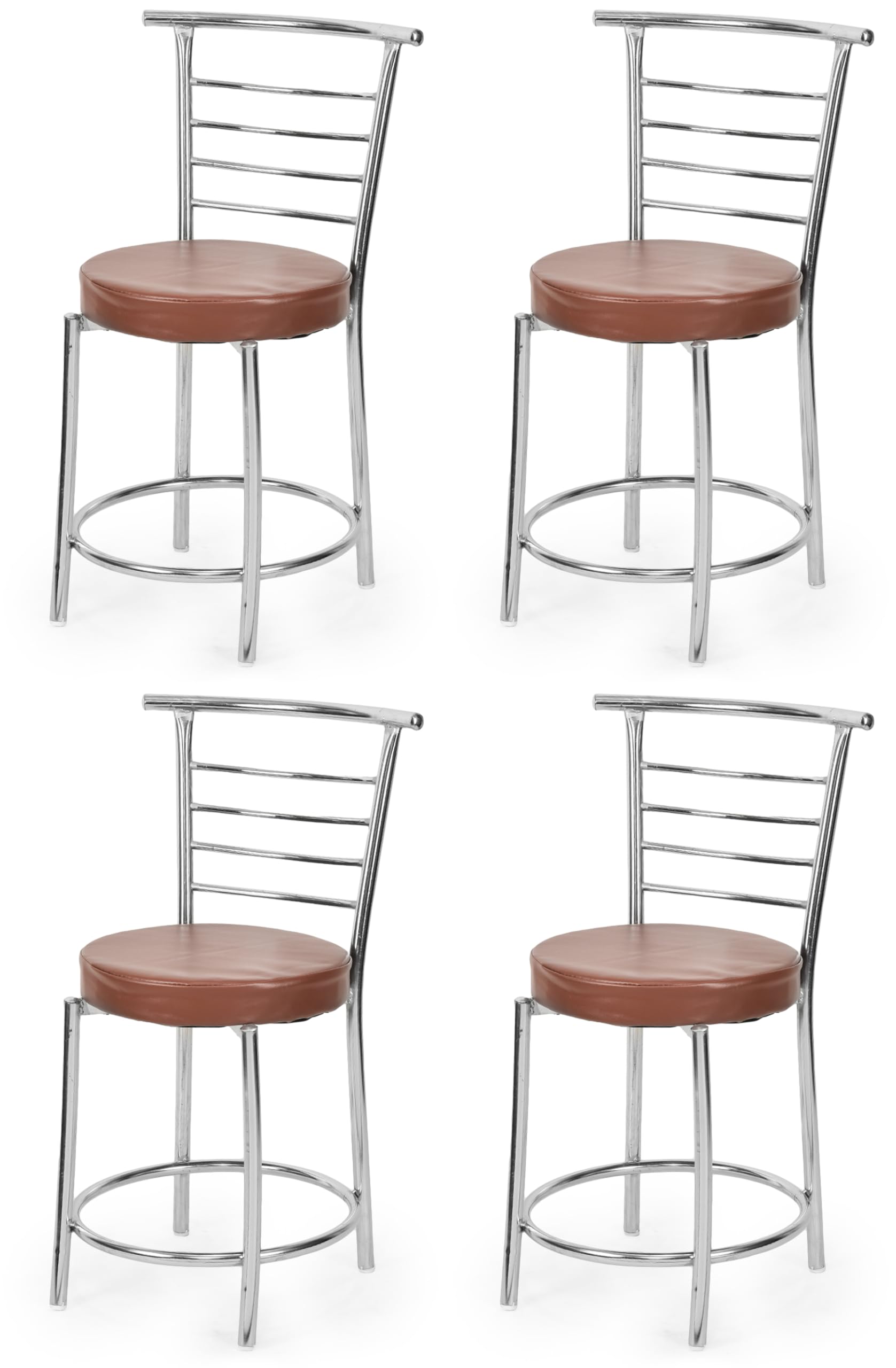 Goyal Steel & Furniture Chairs For Dining Table, Steel Chair, Dining Chair With Comfortable Cushion (4, Brown, Standard)