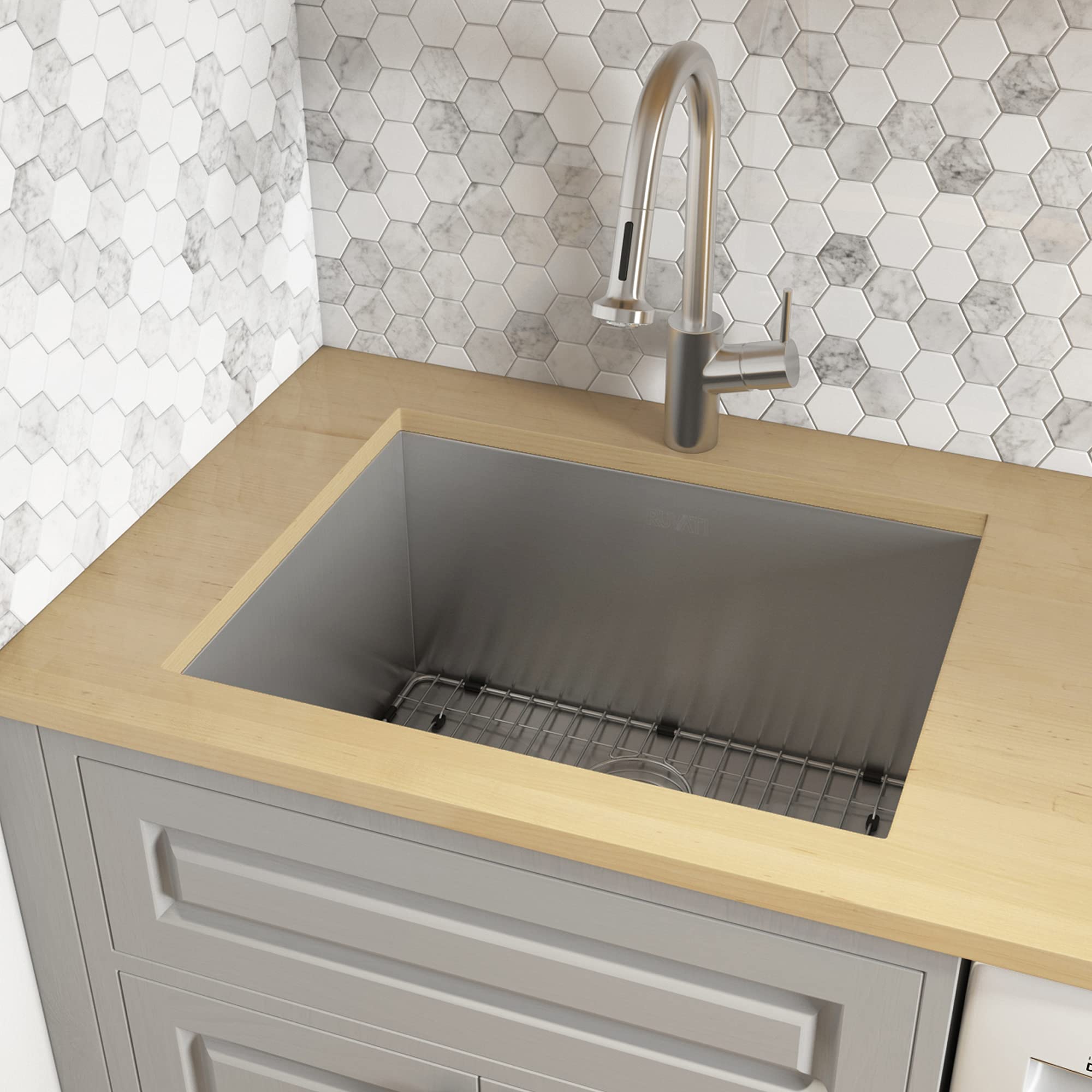 Ruvati 23'' X 18'' X 12'' Deep Laundry Utility Sink Undermount 16 Gauge Stainless Steel - Rvu6100
