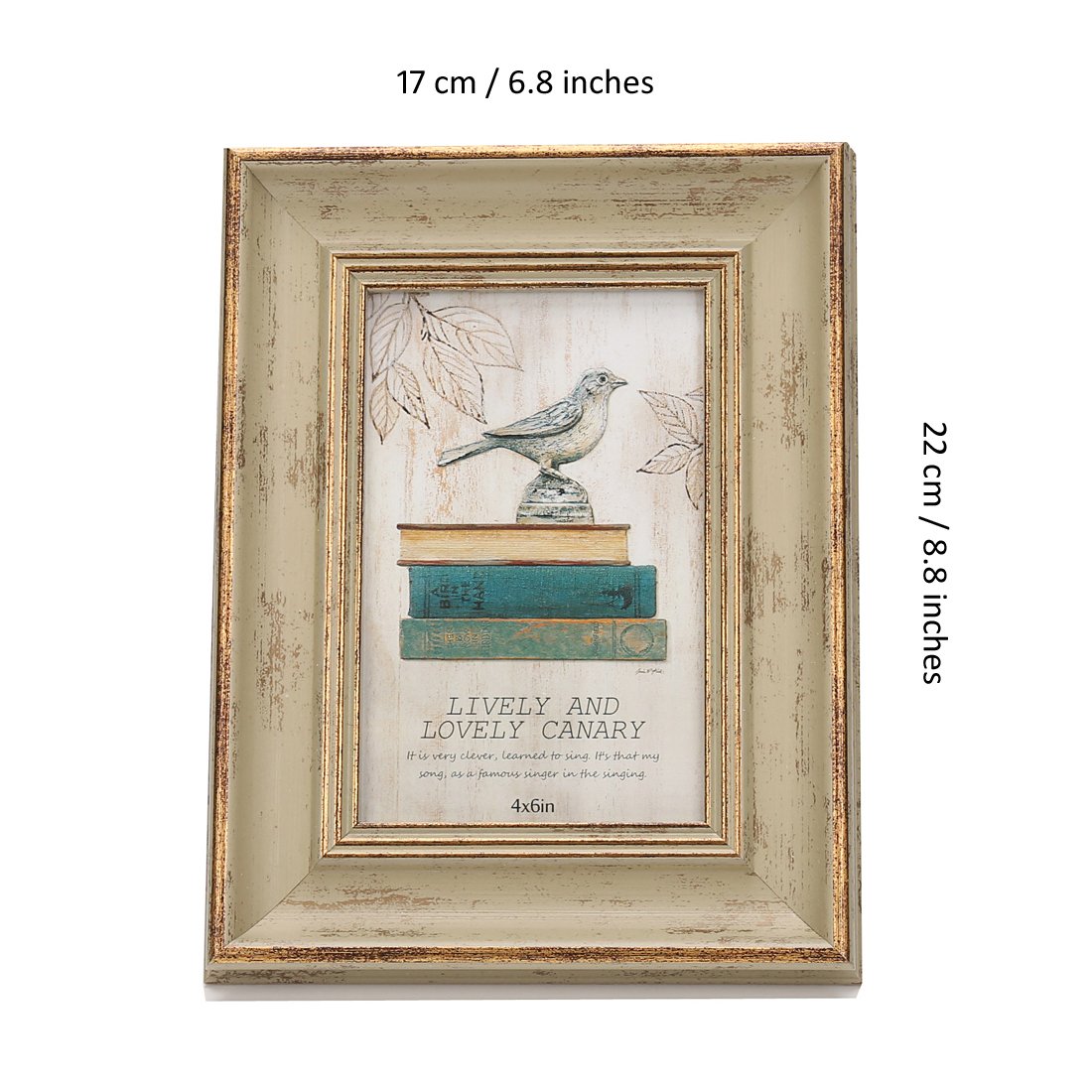 4x6 Inches Vintage Feel Rustic Picture Frame For Tabletop or Wall Hanging with Glass Front (4x6, Khaki)