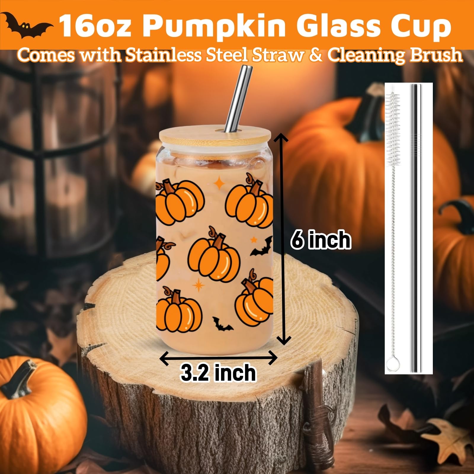 UURM Boo Basket Gift for Women, 7 Spooky Gift Set Including Glass Cup, Halloween Pumpkin Gifts for Friends Teen Girls (Pumpkin)
