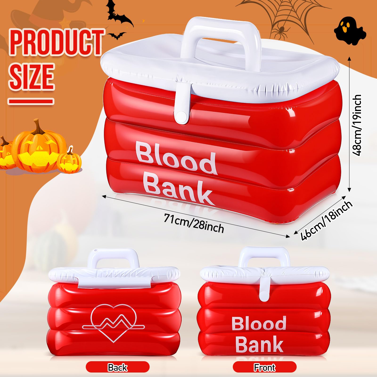Funnymoom 1 Pcs Halloween Inflatable Cooler Blood Bank Cooler Hospital Themed Blood Bags Container for Beverage Snacks Halloween