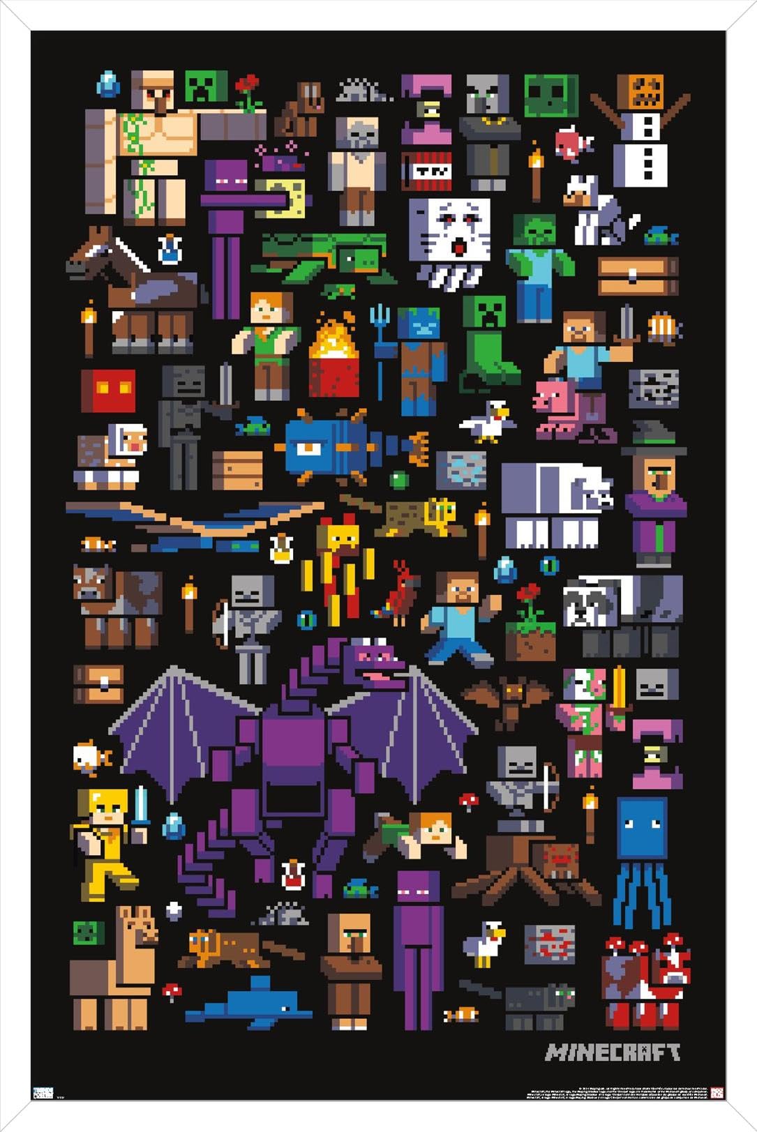 Trends International Minecraft - Mobbery Wall Poster, 22.375'' X 34'', White Framed Version