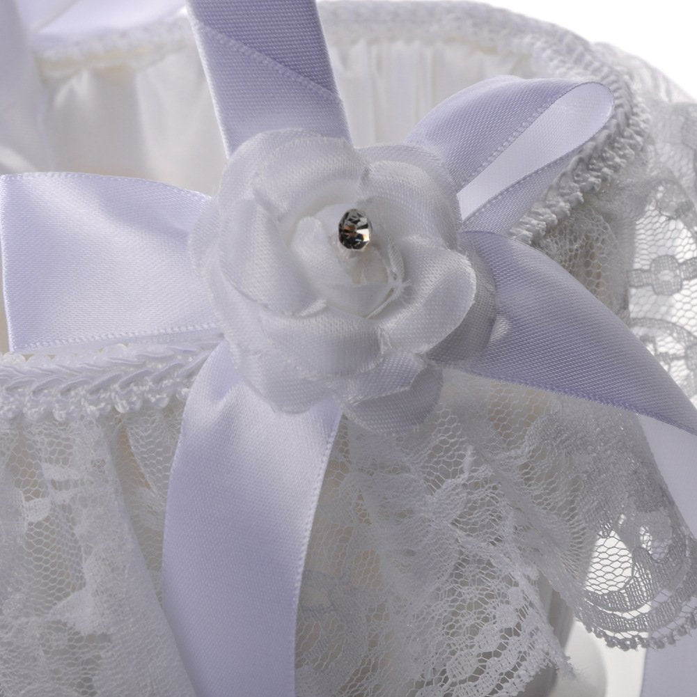 Flower Girl Basket Wedding Collection Traditional White (Model 02-06)