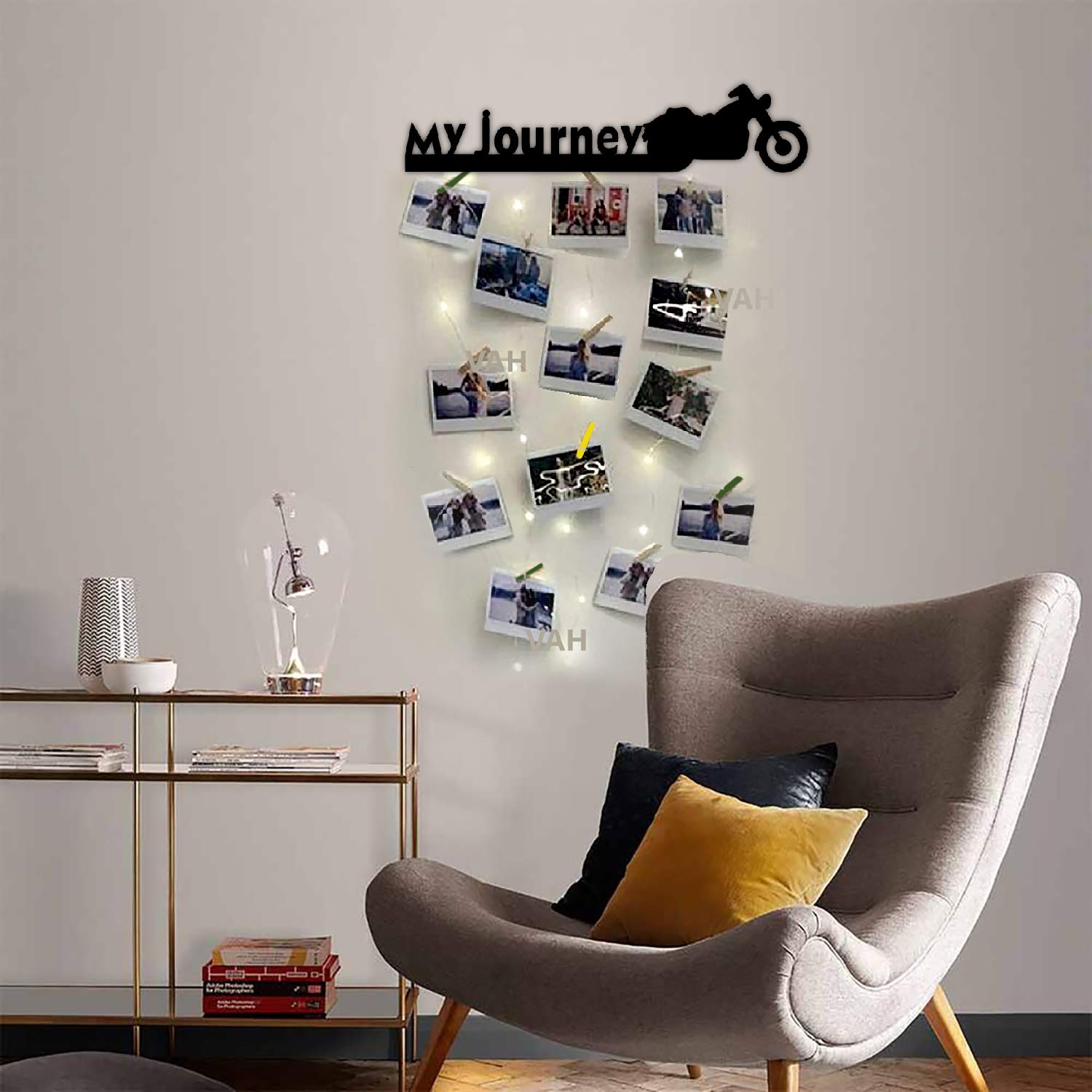 Vah Wooden Photo Frame With Led Light -Photo Wall Hanging, Memories Wall Hanging, Hanging Photo Frames For Wall Decoration, Mome