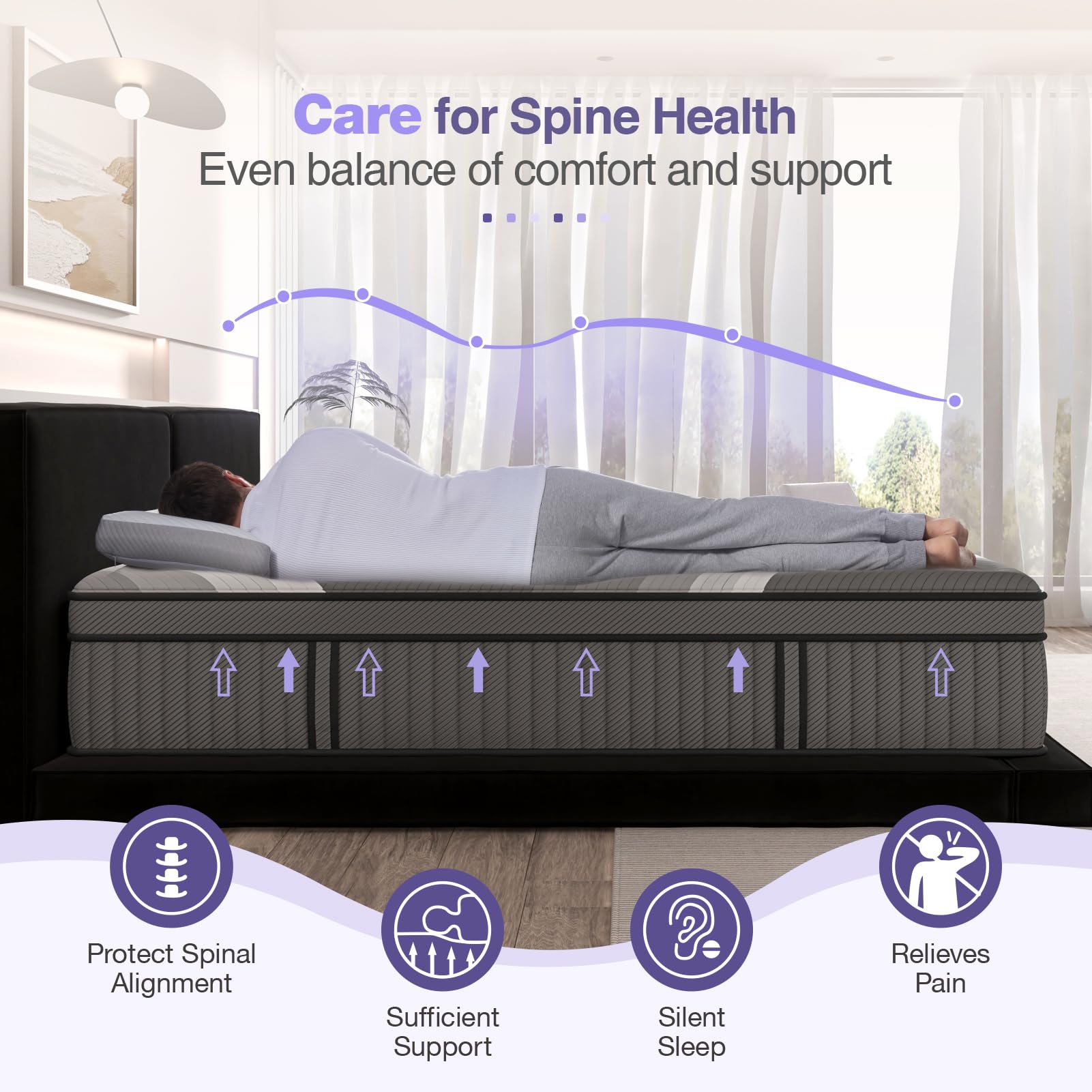 Lechepus Queen Mattress, 14Inch Plush Soft Memory Foam Hybrid Mattress, Queen Size Memory Foam With Pocket Spring Mattresses, Su