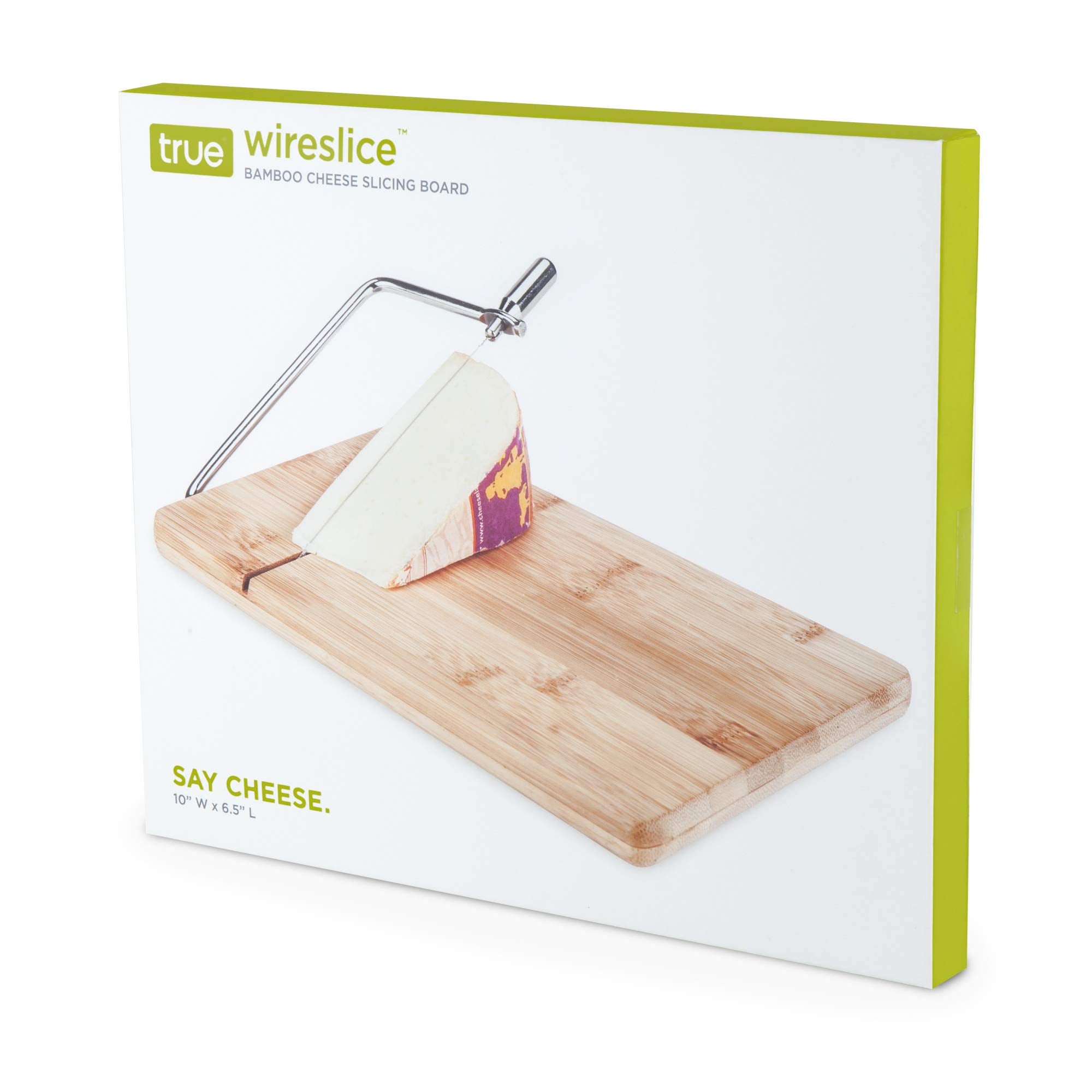 True Wireslice Bamboo Cutting Wire Cutter Board, Block Cheese Slicer, 10'' By 6.5'', Wood