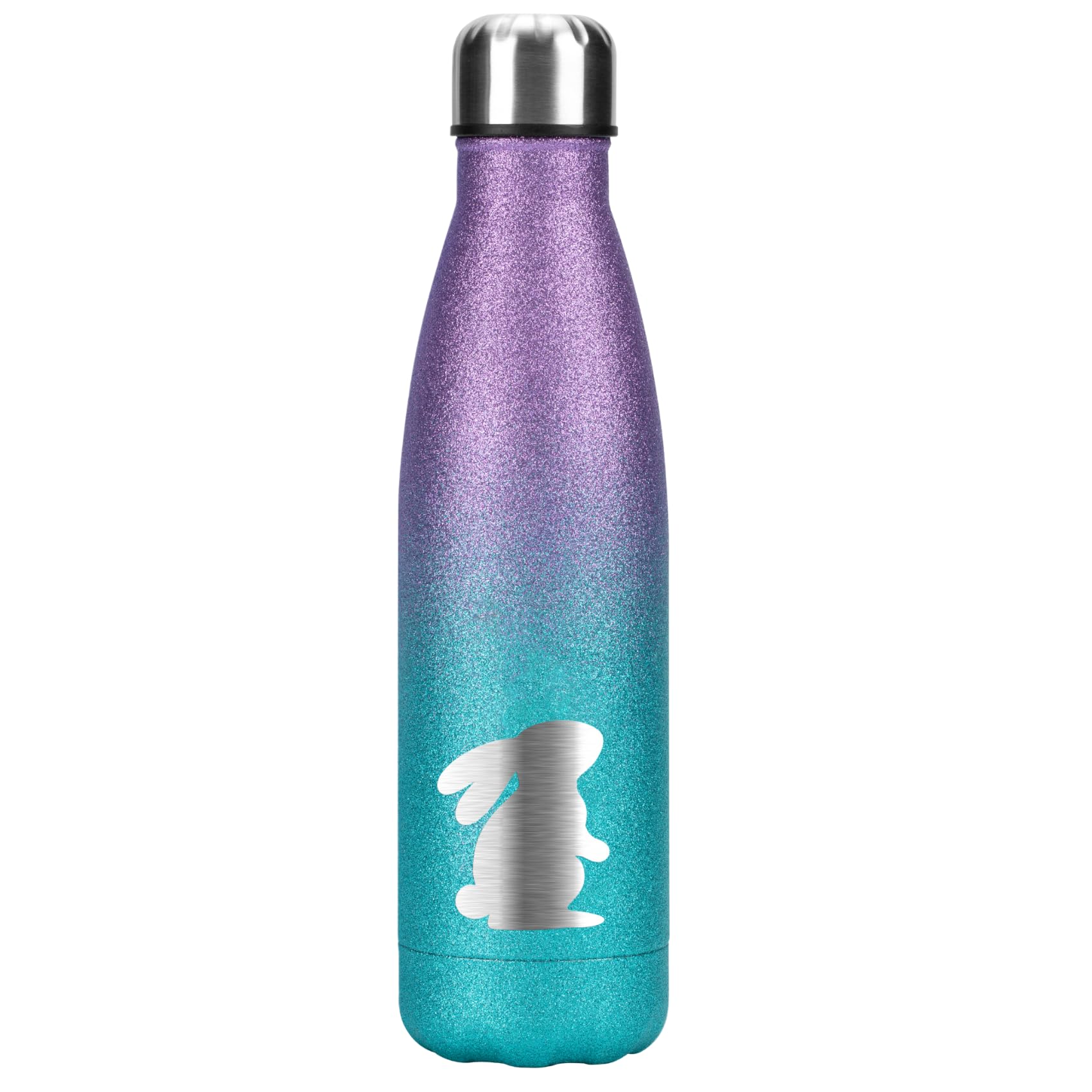 Onebttl Bunny Gifts for Women Girls, 17oz Stainless Steel Water Bottle for Rabbit Lovers, Blue & Purple Glitter with Laser Engra
