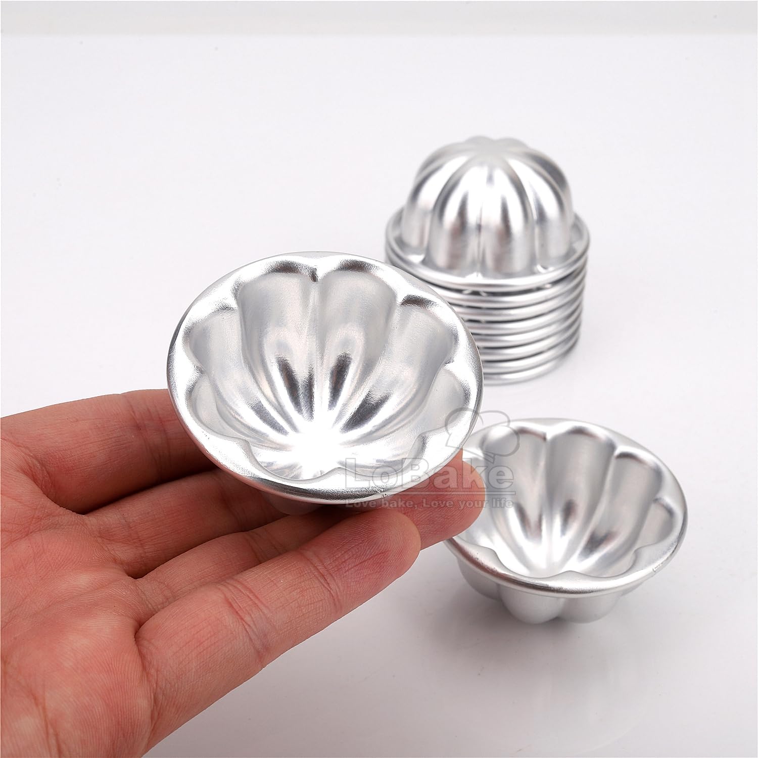 10Pcs Various Half Ball Pumpkin Grape Vollyball Shell Aluminium Tart Mould Jelly Pudding Cup Cupcake Mold Baking Tools (R13 Smal