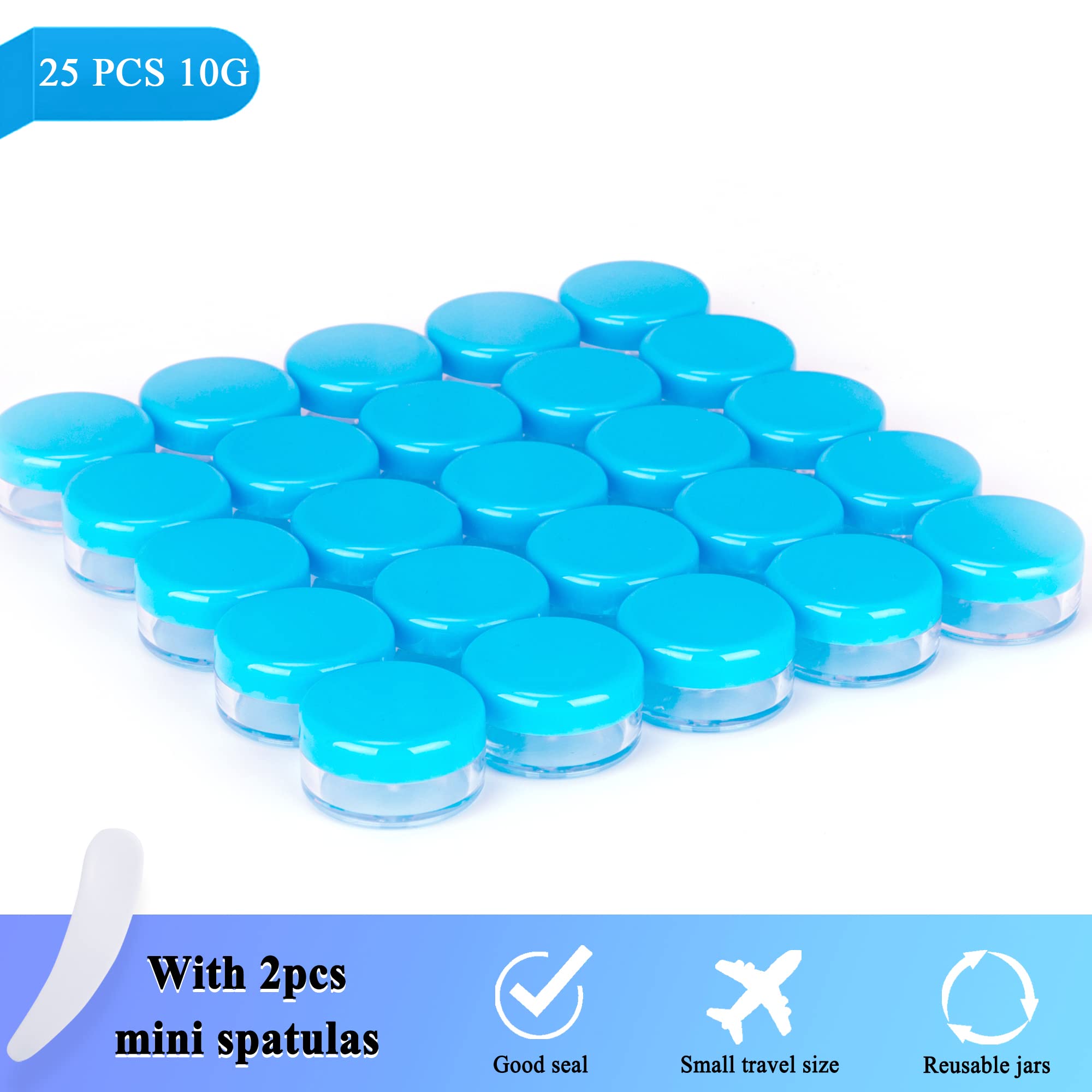 25Pcs 10 Gram Sample Containers,10Ml Empty Jars With Lids, Small Cosmetic Containers, Mini Sample Jars With 2Pcs Mini Spatulas F