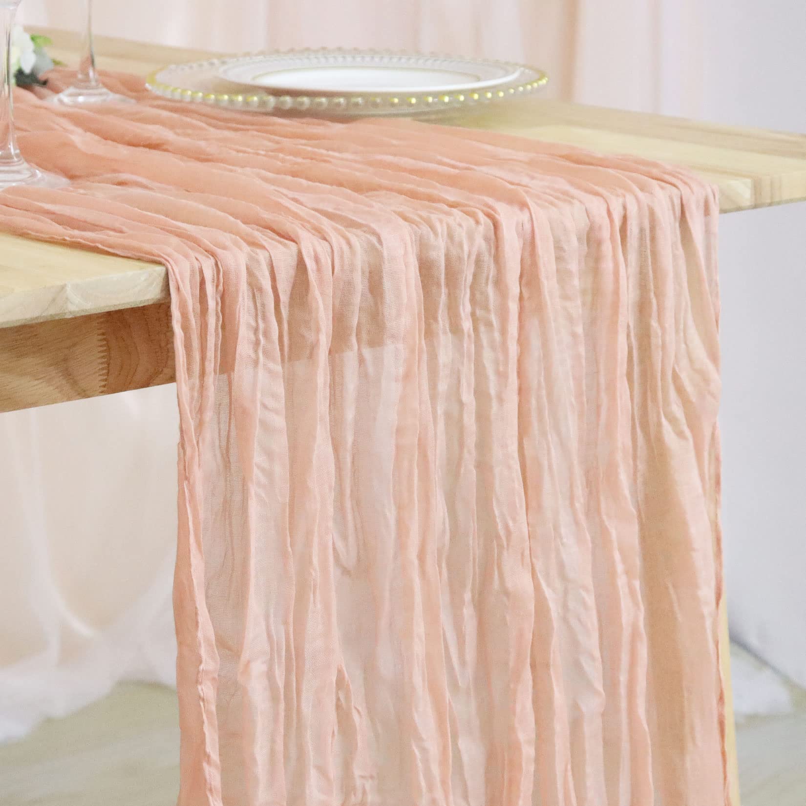 Fuhsy 6 Pack Cheesecloth Table Runners Peach Cheese Cloth Table Runner Bulk 13Ft Long Boho Gauze Runners For Tables Rustic Chees