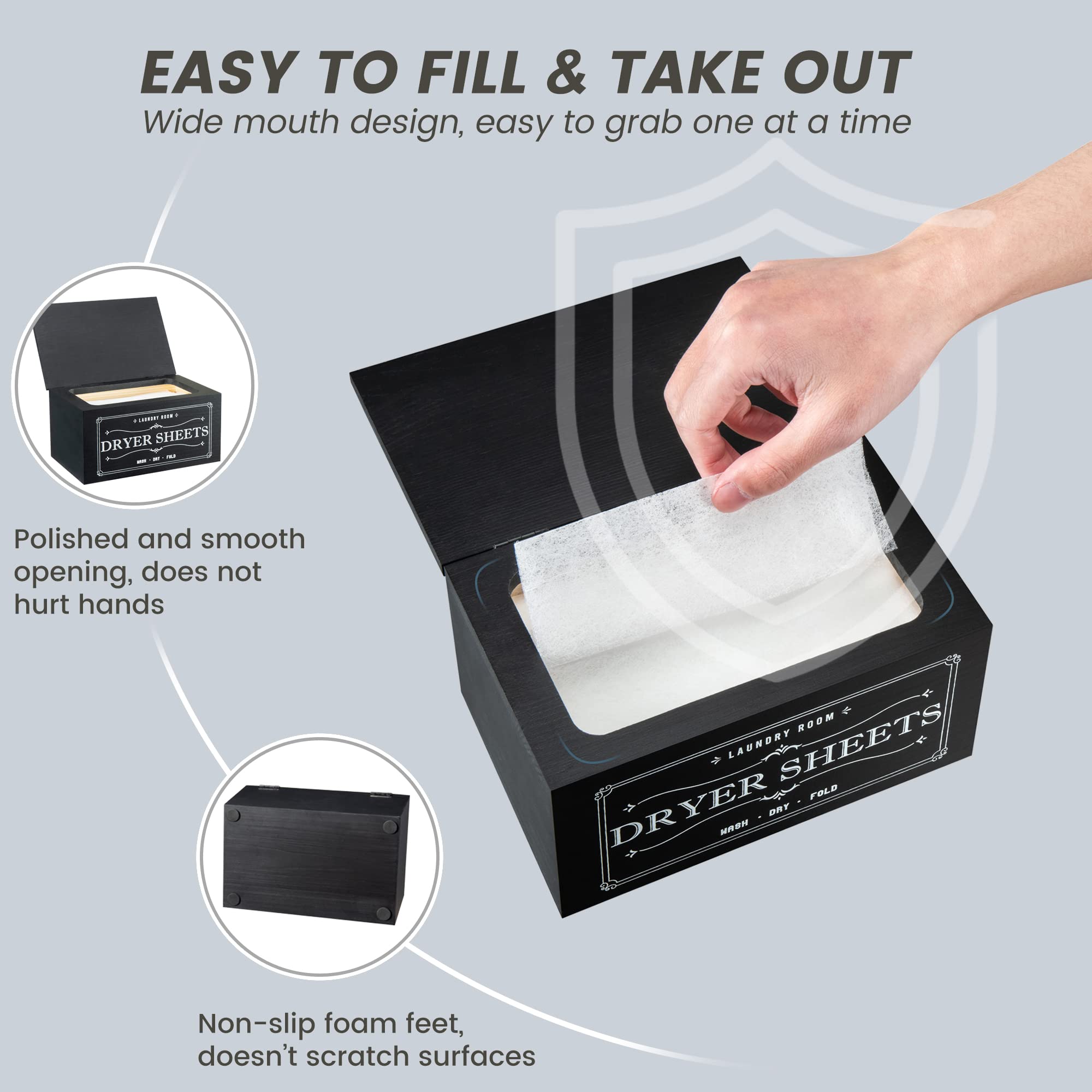 Rustic Dryer Sheet Holder With Lid - Cute Farmhouse Dryer Sheet Dispenser Laundry Room Decor Accessories,Fabric Softener Dispens