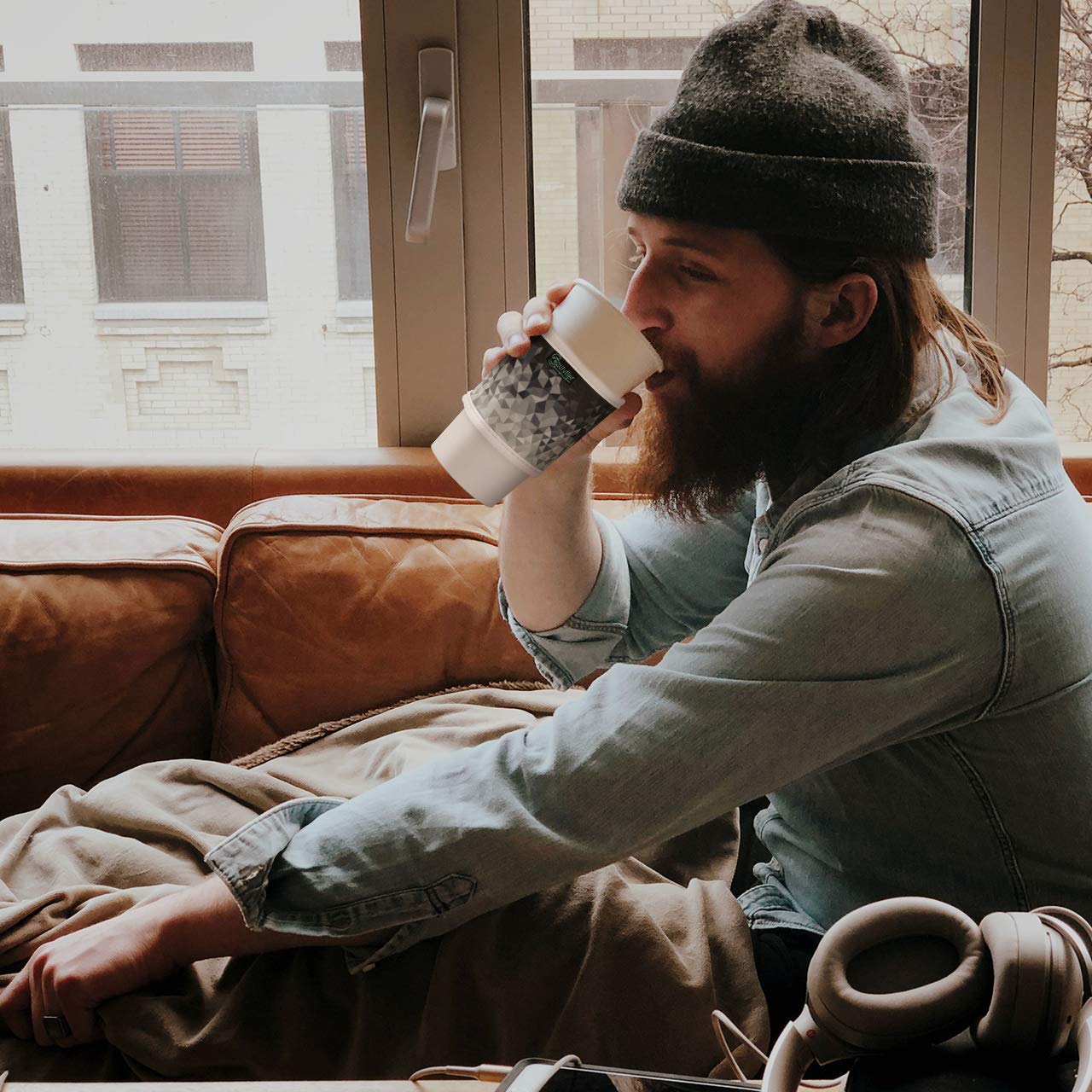 Beautyflier 8Pcs Anti-Slip Neoprene 2.5Mm Thick Collapsible Heat Resistant Coffee Cup Insulated Sleeve For Coffee/Tea/Cold Drink