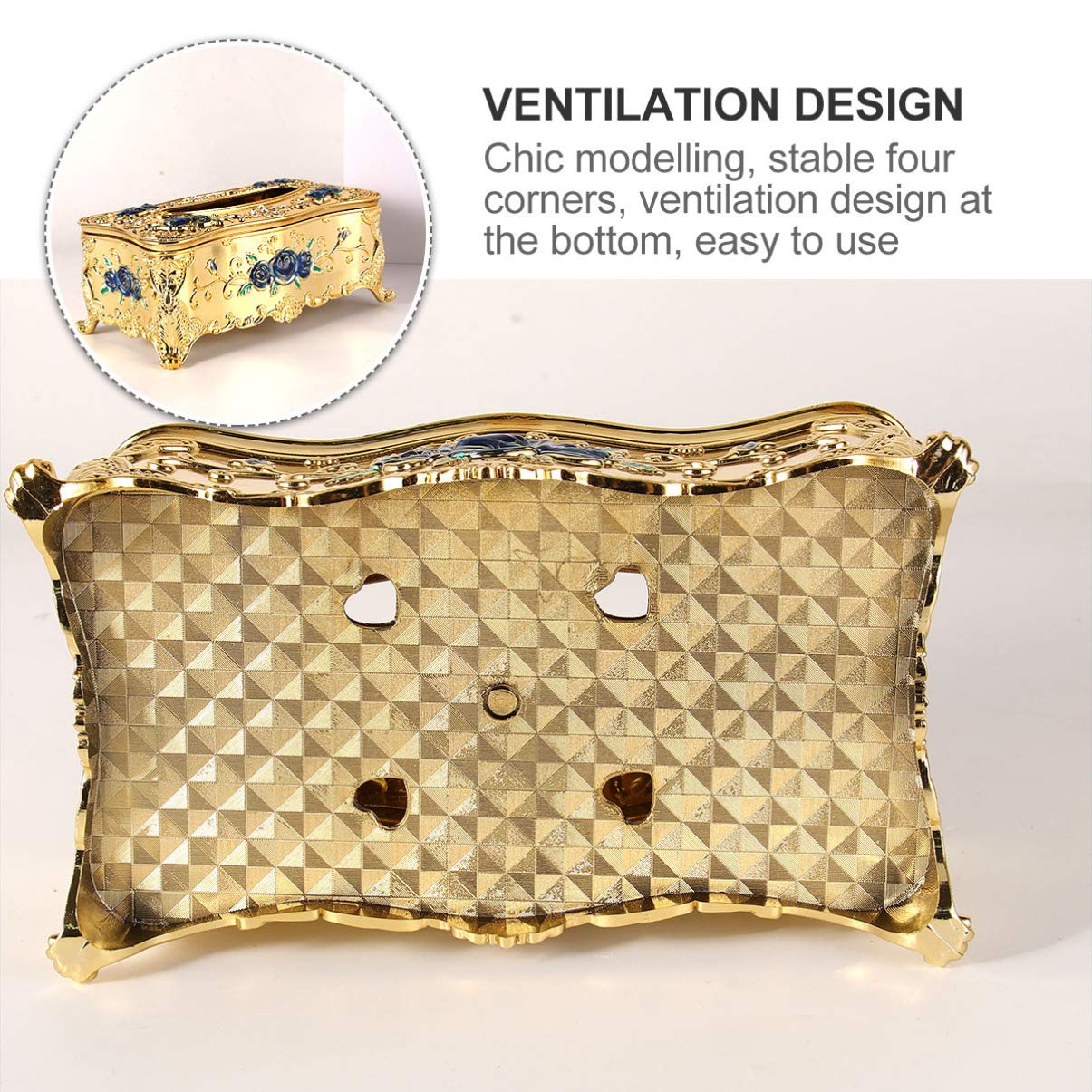 Zerodeko Car Tissue Box Plastic Tissue Holder Box European Style Napkin Case - Grade Napkin Holder Rose Patterned Tissue Box Tis