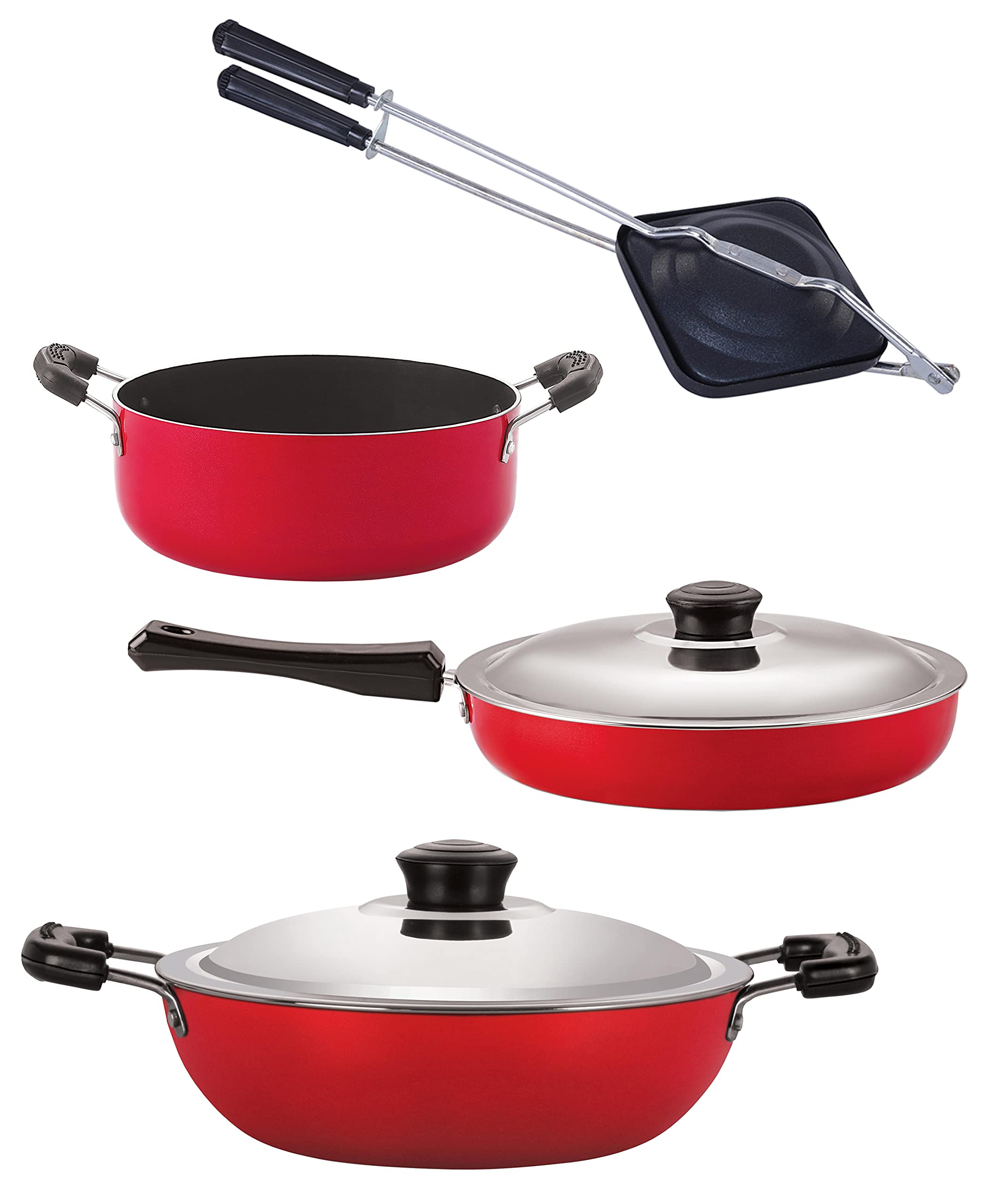 Nirlon NonStick Cookware Kitchen Cooking Essential Combo Set Of 4 Pieces (Fp10_Dkd(B)_Ht_Cs24)