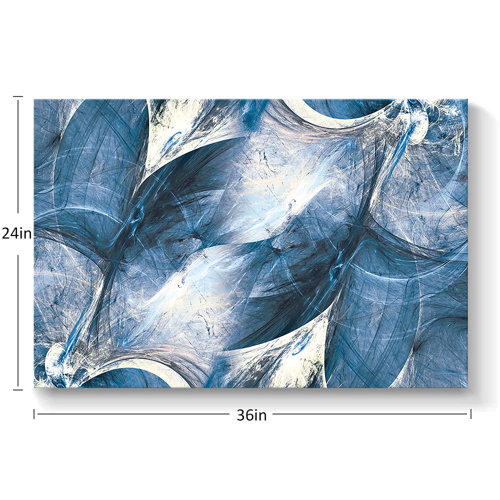 Wall Art Canvas Abstract Art Paintings Blue Circle Graffiti on White Background Modern Artwork Decor for Living Room Bedroom Kitchen 36x24in