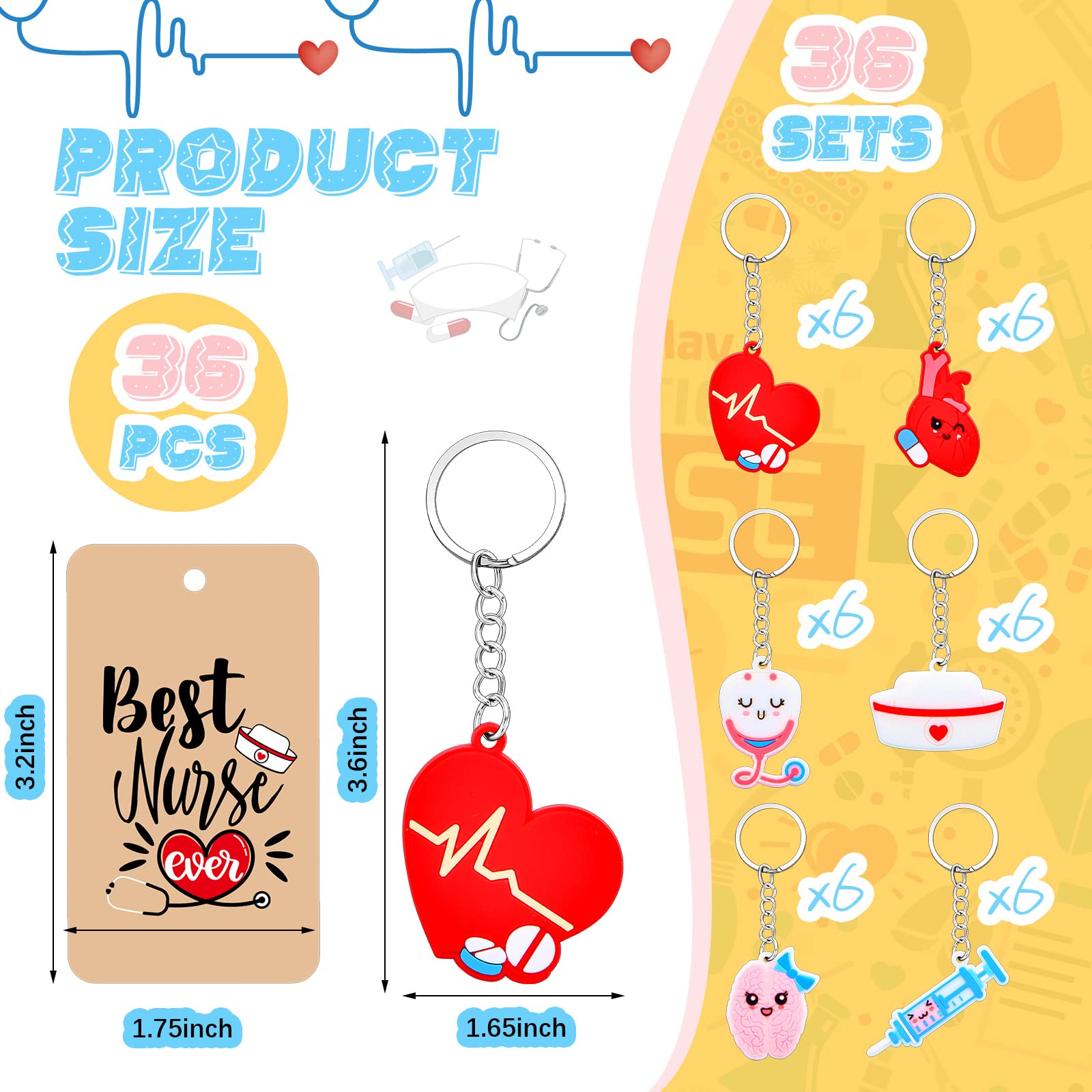 Sureio 36 Nurse Party Favors Set Include 36 Pcs Silicone Nurse Keychain 36 Best Nurse Ever Cards And 36 Drawstring Bags Nurse Gr