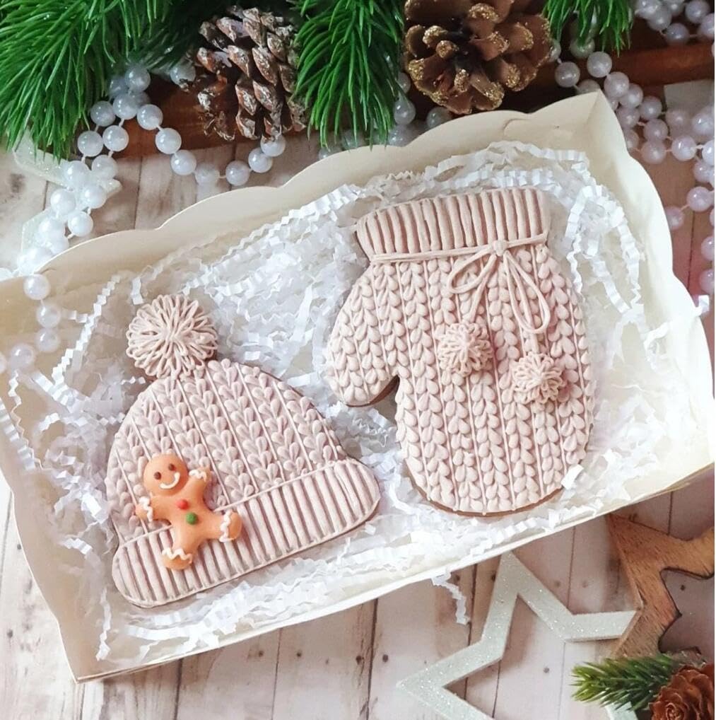 Q-Baker Christmas Cookie Cutters 4Pcs Winter Holiday Cookie Cutter Set Stainless Steel With Winter Hat, Ugly Sweater, Mitten,Sto