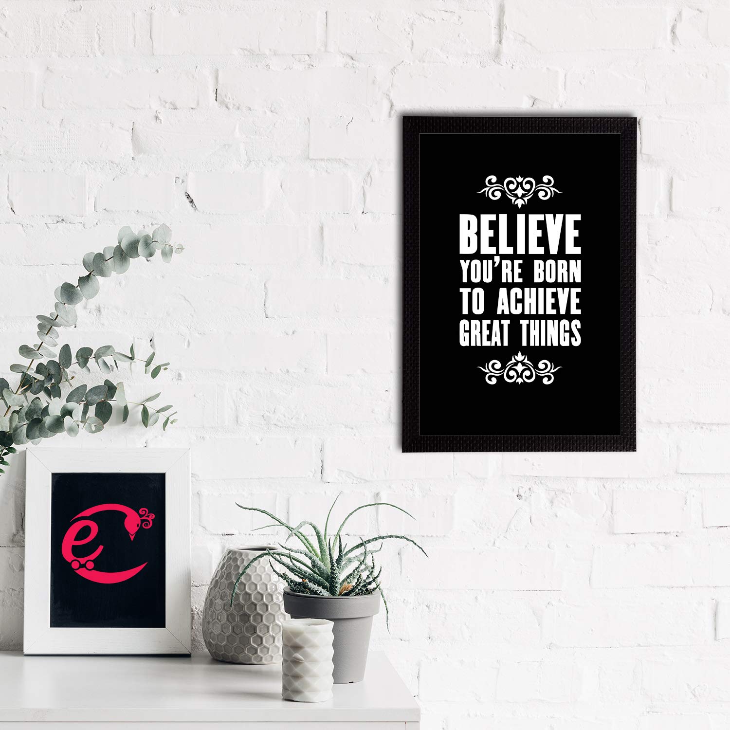eCraftIndia Believe Youre Born to Achieve Great Things Motivational Quote Satin Matt Texture UV Art Painting