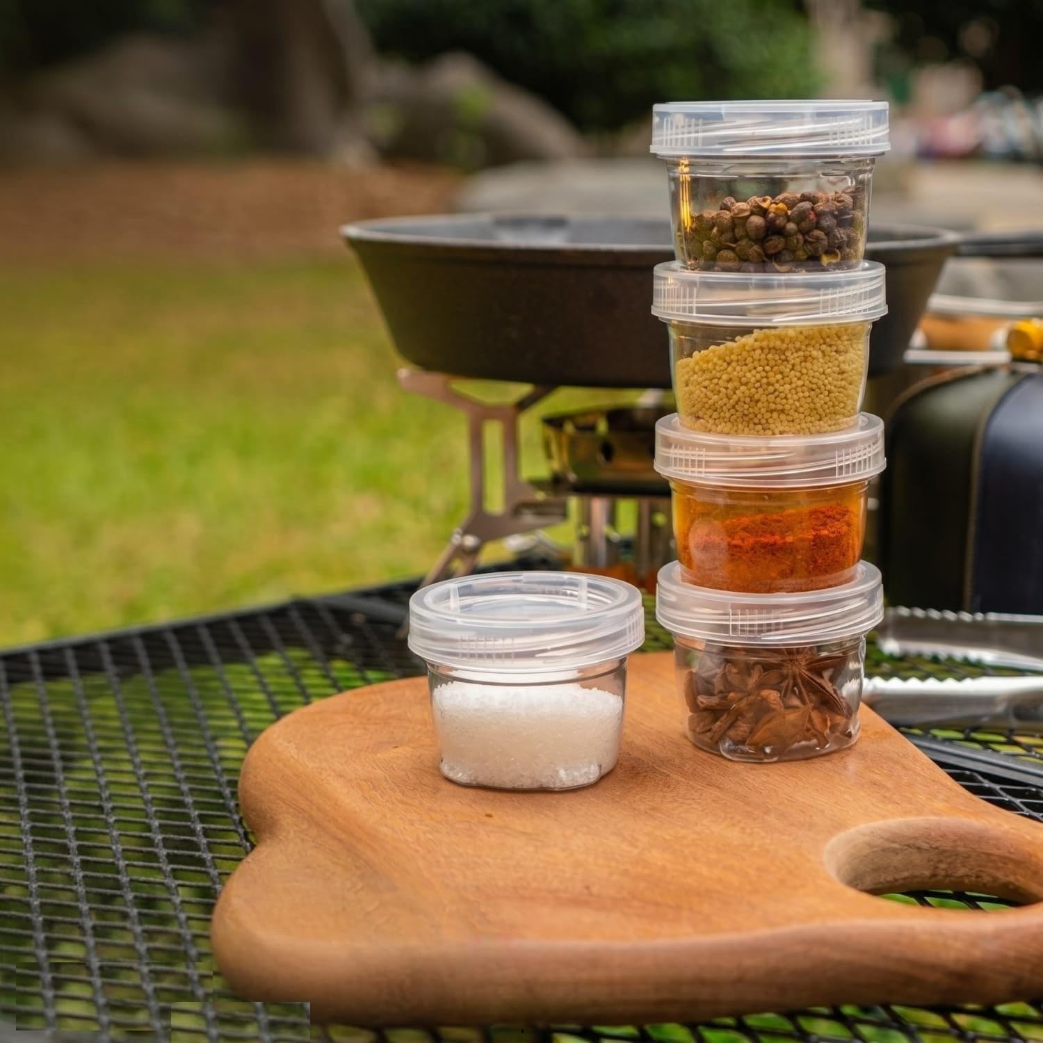 Inditradition InterStackable Mini Jar Set For Spices, Dips, Sauces For Travel & Picnic | 5 Pieces, 1.6X1.6 Inches (Transparent)