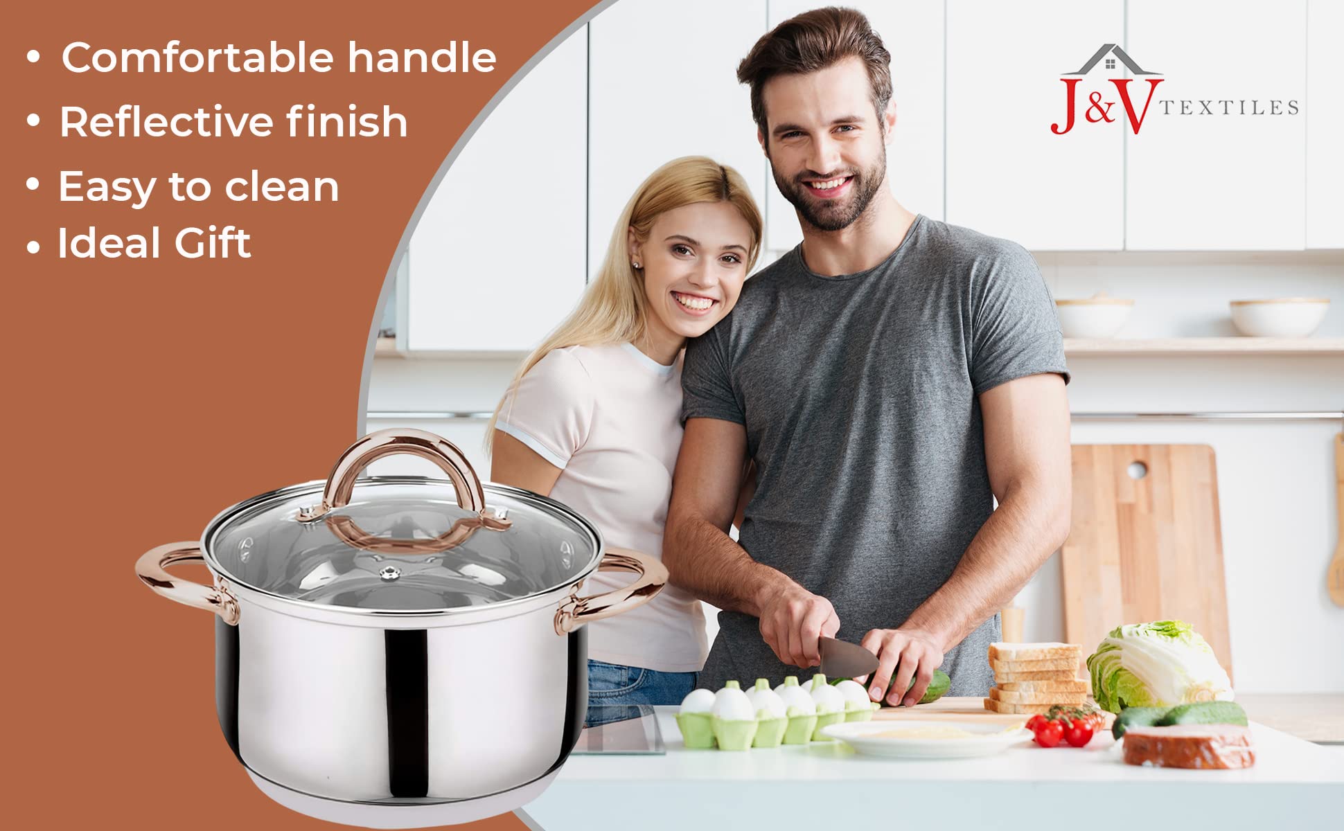 American Dream 6-Piece Stainless Steel Casserole Set Pots and Lids