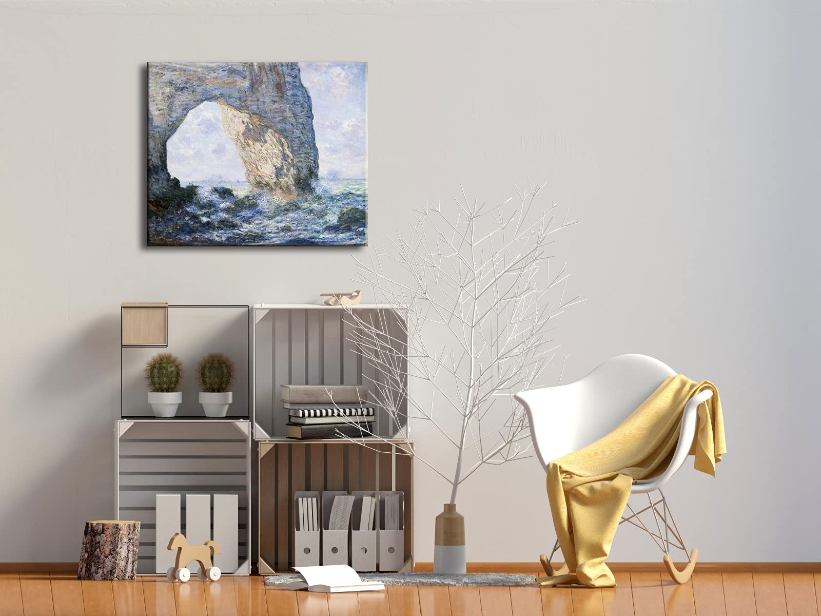 Wieco Art The Manneporte Canvas Prints Wall Art Of Claude Monet Famous Oil Paintings Reproduction Large Classical Seascape Sea B