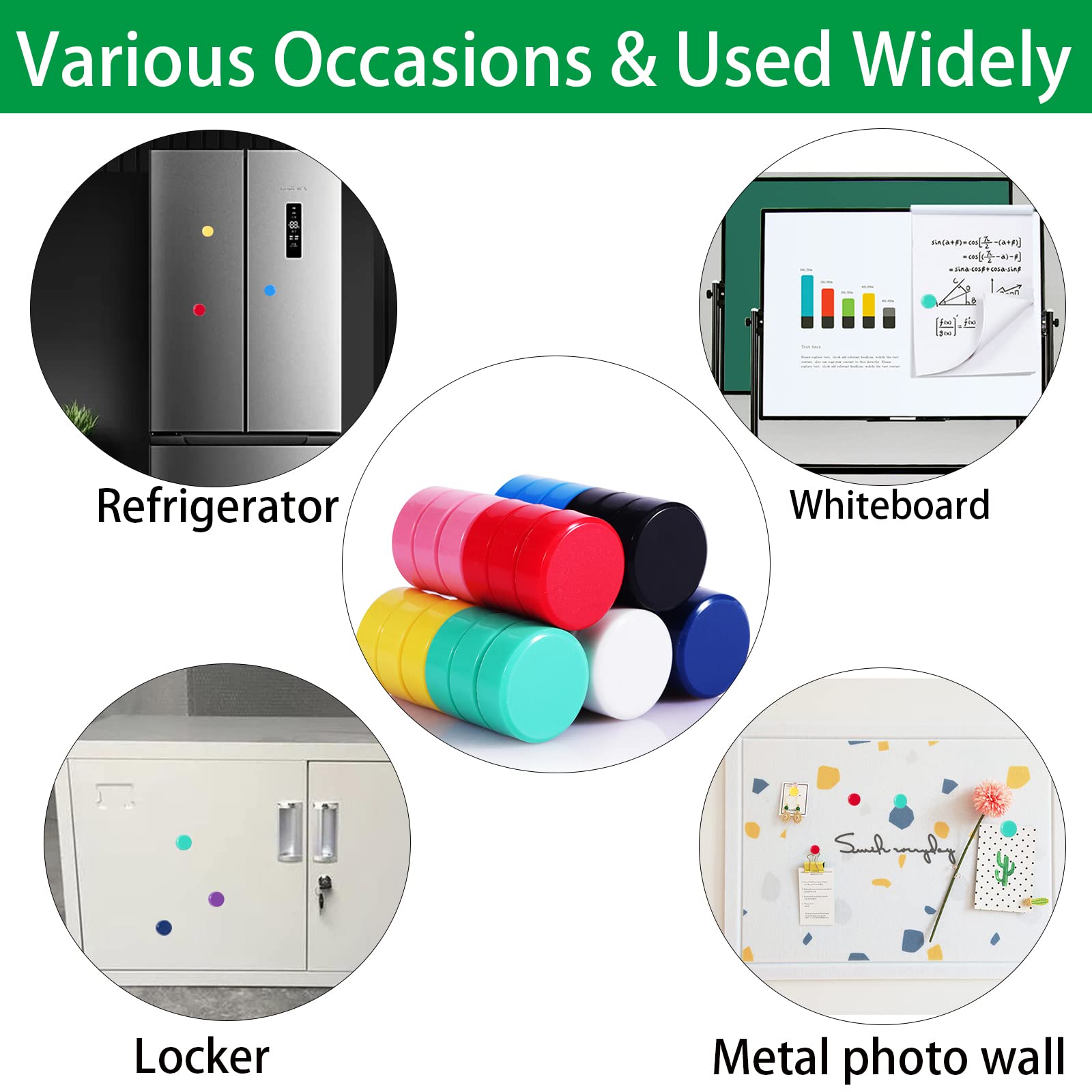 PYJLBX Fridge Magnet  80 Pack 10 Colors Refrigerator Magnets Colorful Locker Magnets Round Cute Magnets Fridge Small Strong Magnets for Whiteboard  Fridge  Map  Kitchen  Office  Classroom (Assorted)