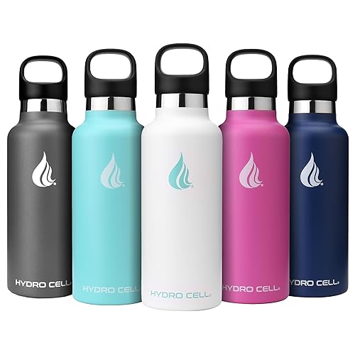 HYDRO CELL Stainless Steel Water Bottle with Straw & Standard Mouth Lids (32oz 24oz 20oz 16oz) - Keeps Liquids Hot or Cold with Double Wall Vacuum Insulated Sweat Proof Sport Design (White 20oz)*