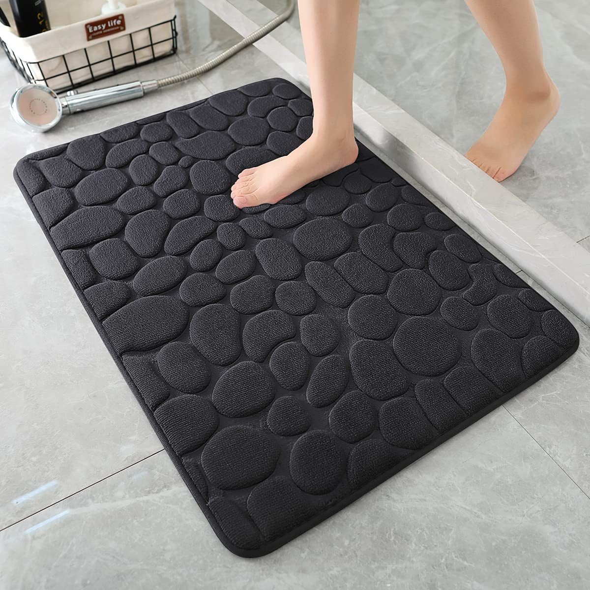Yihouse Memory Foam Bath Mat Cobblestone Bathroom Rugs Super Water Absorbent Bath Mats For Bathroom Machine Washable Bath Rugs(1