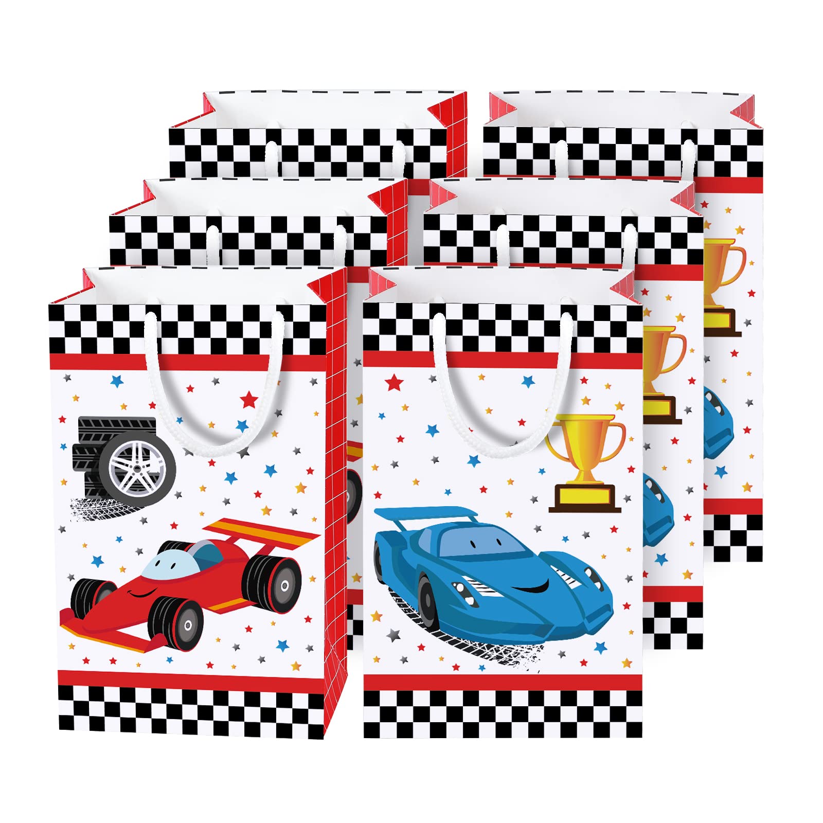 Wernnsai Racing Car Party Bags With Handles - 16 Pcs Race Car Party Supplies For Candy Gifts Goodies Treats Boys Birthday Baby S