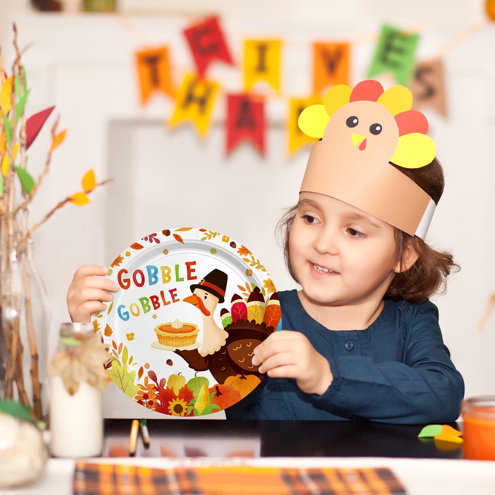Thanksgiving Turkey Party Supplies Kit - Autumn-Themed Disposable Dinnerware Set With Plates And Napkins For 50 - For Thanksgivi