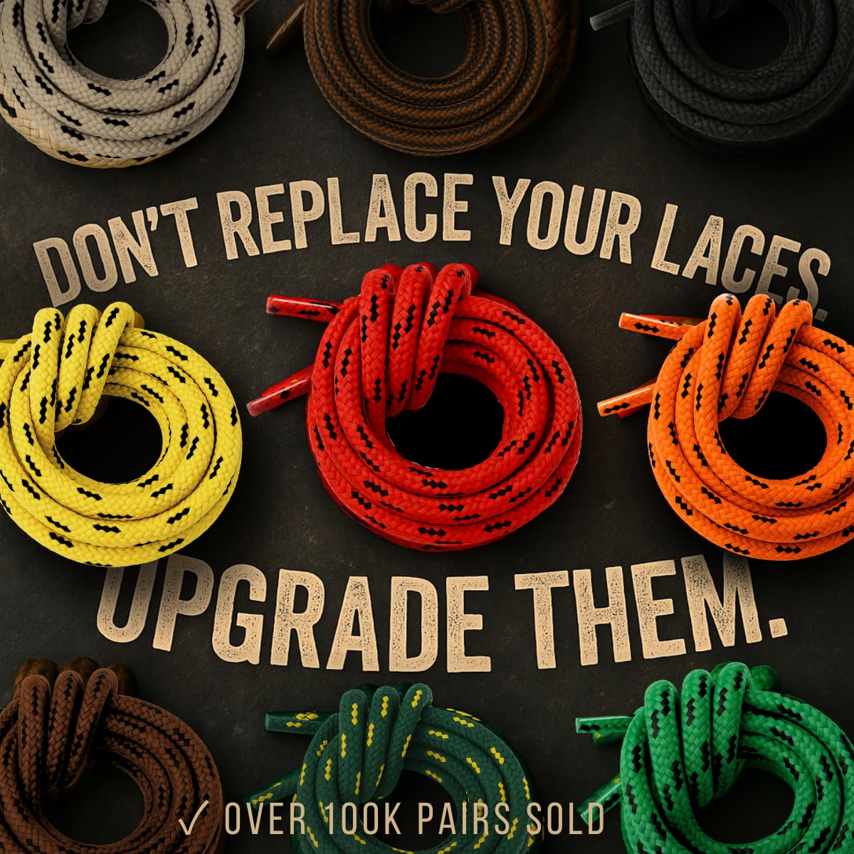 Honey Badger Work Boot Laces Heavy Duty Wkevlar - Usa Made Round Shoelaces For Boots - Red Blk, 45 In (2P)