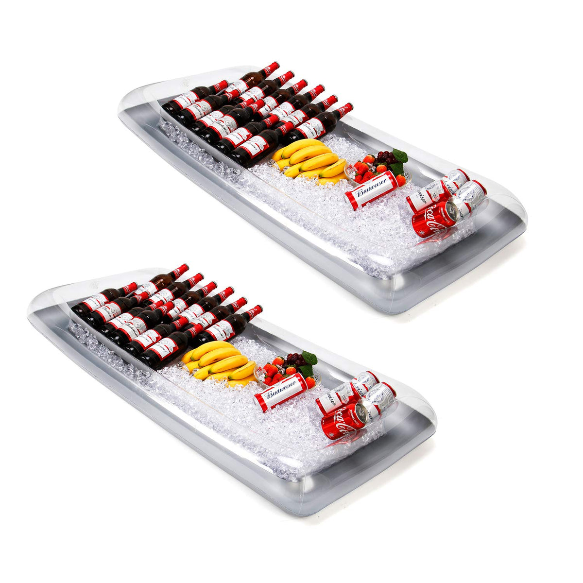 Inflatable Ice Serving Bar Coolers For Parties, Made Of Grey Material, Food Drink Salad Buffet Tray For Indoor And Outdoor Party