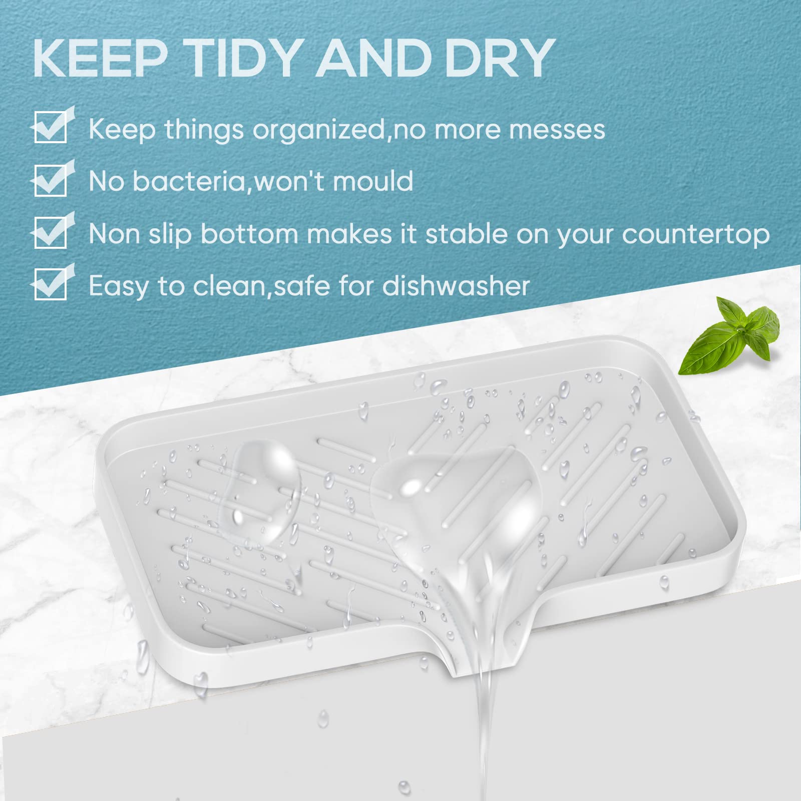 Kitchen Soap Tray,Kitchen Sink Tray Sponge Tray Kitchen Sponge Holder Self Draining Premium Silicone Soap Holder For Bathroom Ki