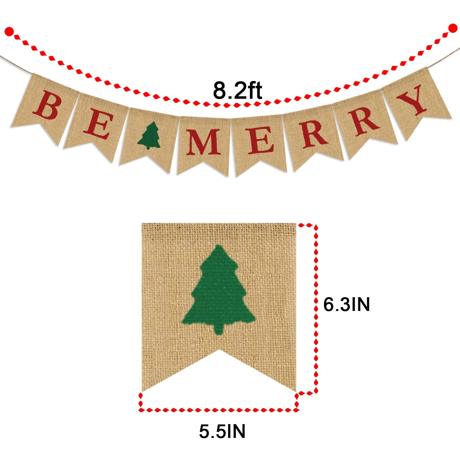 Be Merry Burlap Banner  Christmas Burlap Banner  Christmas tree Garland  Holiday Bunting  Home Garden Indoor Outdoor Banner  Natural Burlap Banner  Christmas Decor Decorations