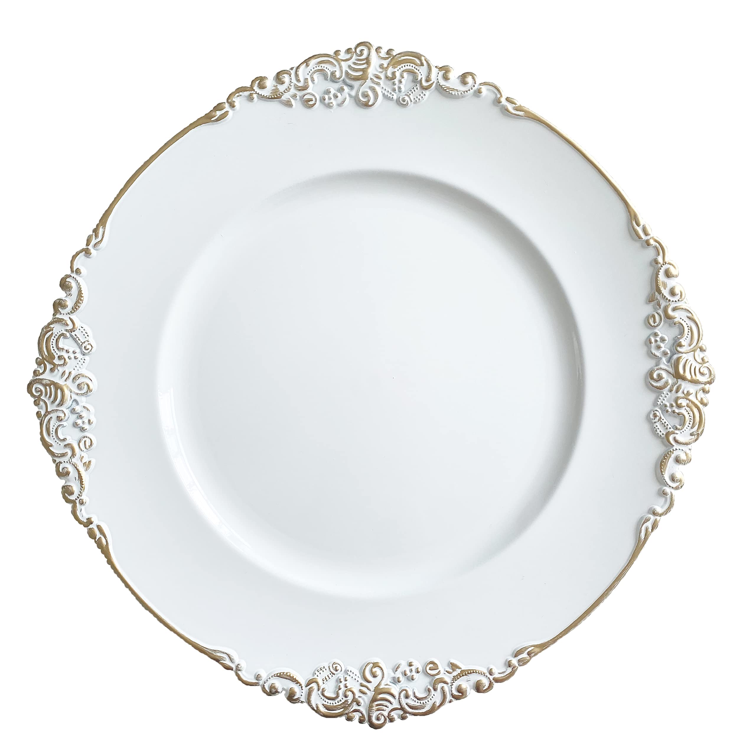 Henilosson White Charger Plates Gold Trim - Antique Plate Chargers For Dinner Plates - Set Of 24 Dinner Chargers(24