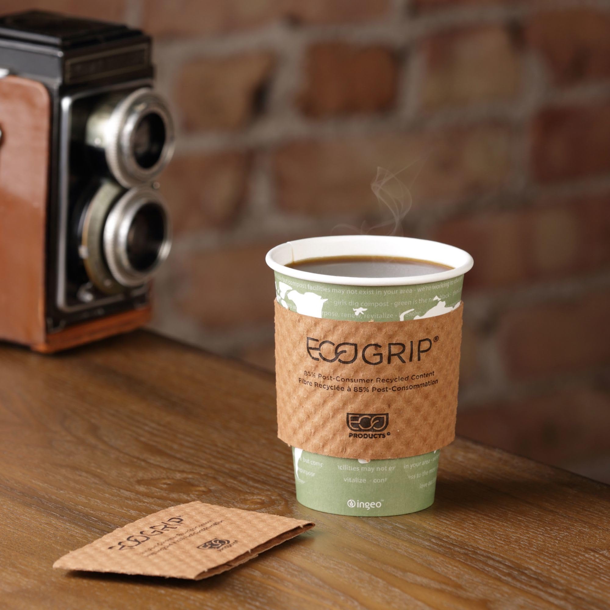 Eco-Products Ecogrip Disposable Cup Sleeve For Hot Coffee Cups, Eco-Friendly 100% Recycled Paper Cup Sleeve Jacket, Cup Sleeve,