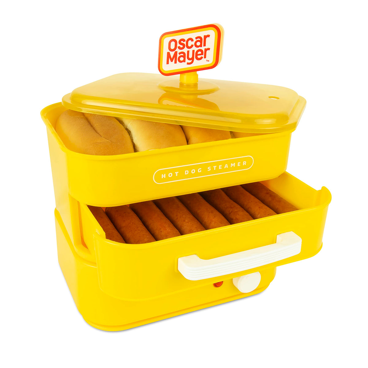 Nostalgia Oscar Mayer Diner-Style Hot Dog Steamer And Bun Warmer, 8 Hot Dog And 4 Bun Capacity, Steam Bratwursts, Sausages, Vege