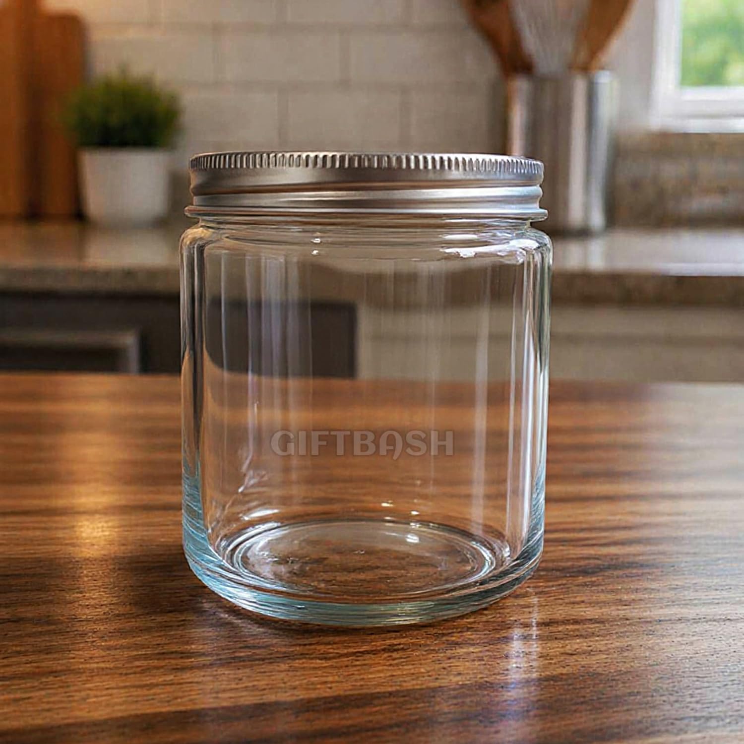 Giftbash Round Storage Wide Mouth Glass Jar With Metal Screw Cap, Set Of 4, 200 Ml Each, Transparent | Bpa Free | Storage Jar | 