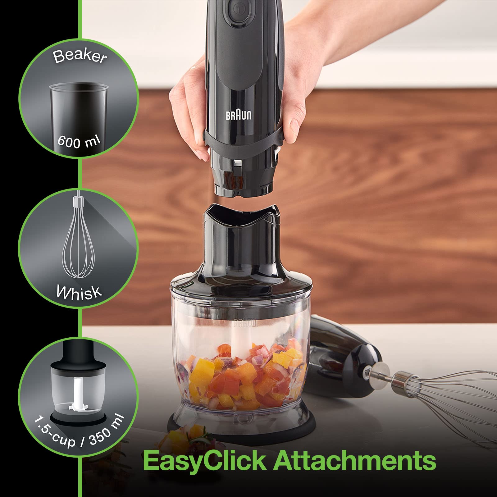 Braun Mq5025 Hand Blender Multiquick Vario, Mq5025, Black