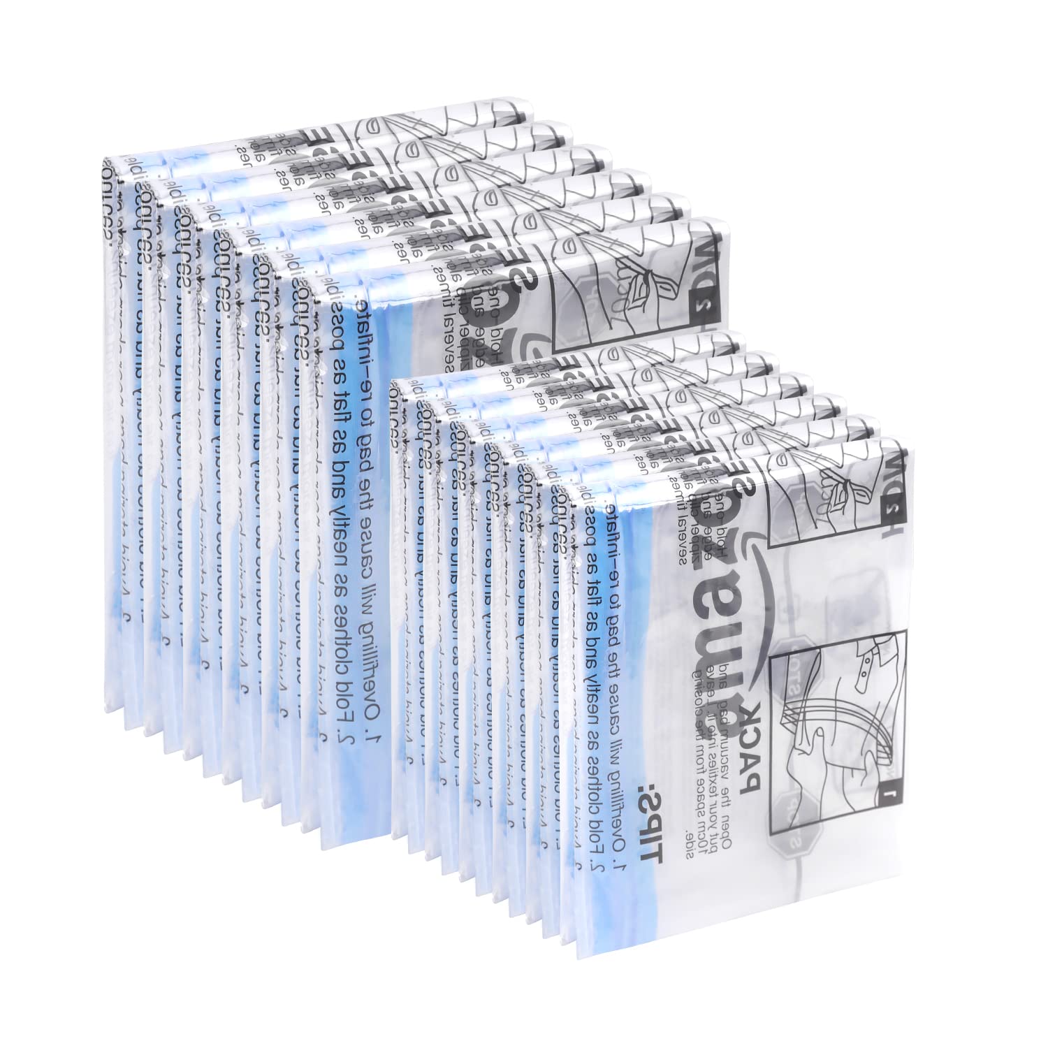 Amazon Basics Roll-Up Travel Storage Bags, 12 Packs Of 6 (Small & Medium), Multiple, Clear