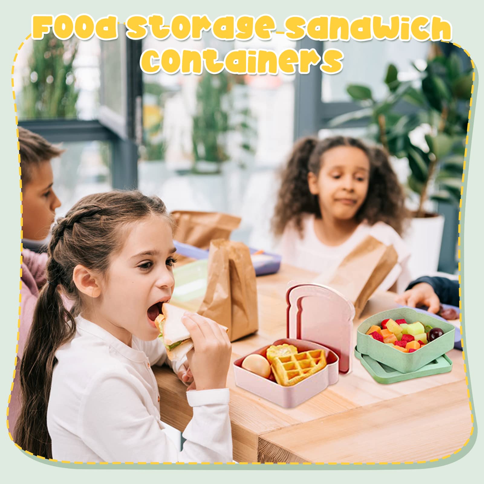 4Pcs Sandwich Containers For Lunch Boxes, Reusable Sandwich Box Container For Kids, Sandwich Holder Bread Container For Adults,