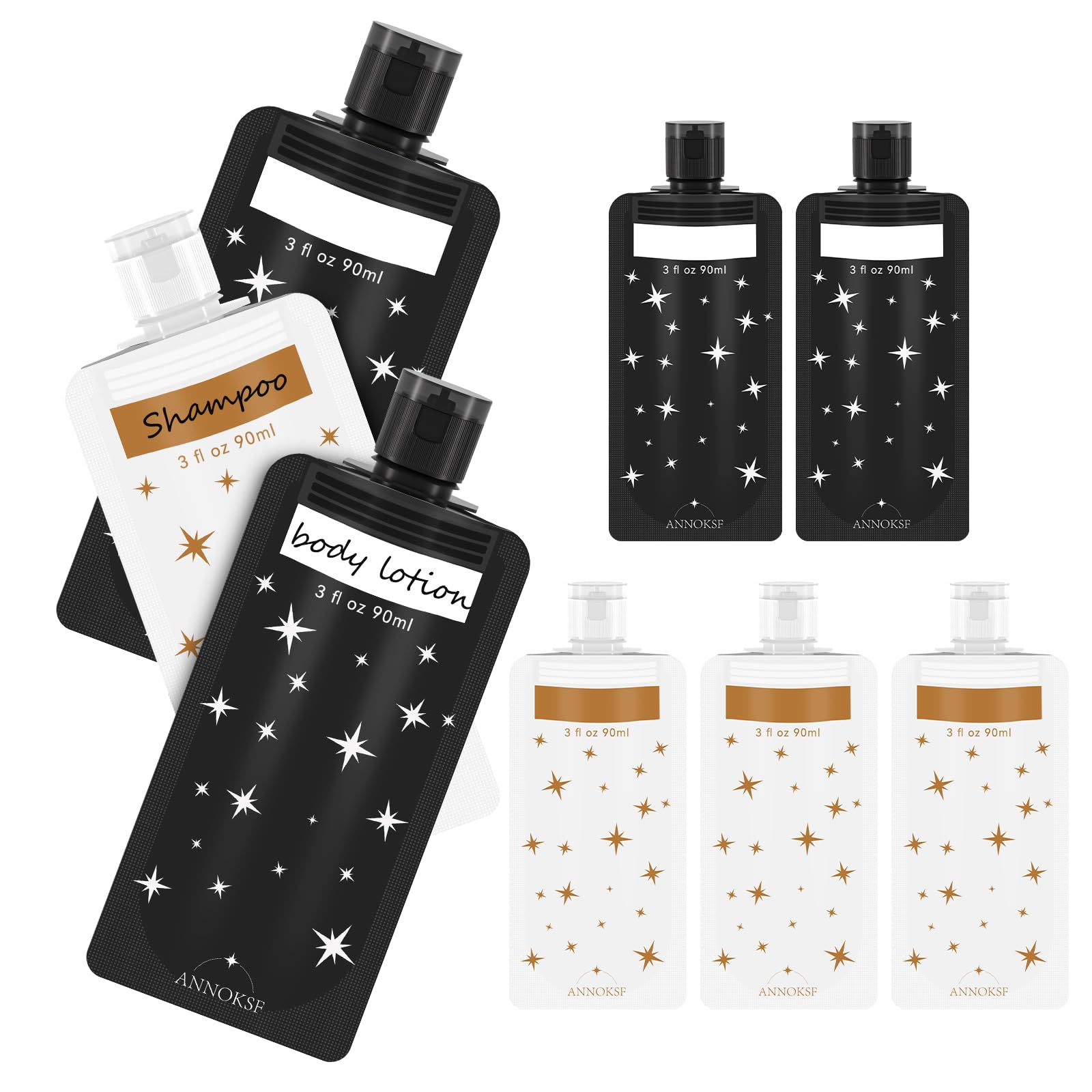 Annoksf 8 Pack Travel Pouches For Toiletries, Refillable Squeeze Liquid Travel Pouches,Travel Shampoo And Conditioner Pouches,3O