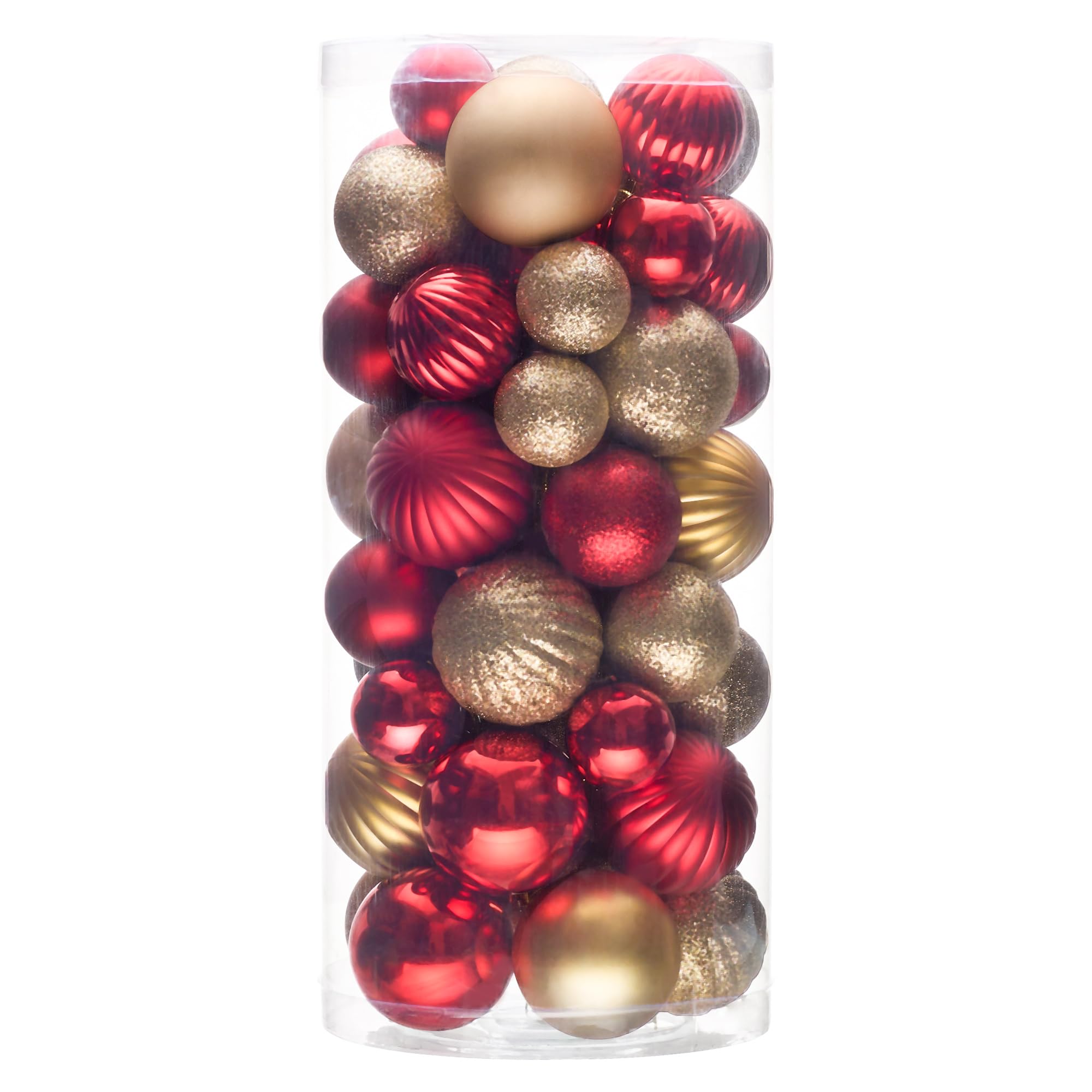 DounakeEvth Christmas Tree Decorations Ornament Set, 50ct Red and Gold Shatterproof Christmas Ball Ornaments Hanging Xmas Holida