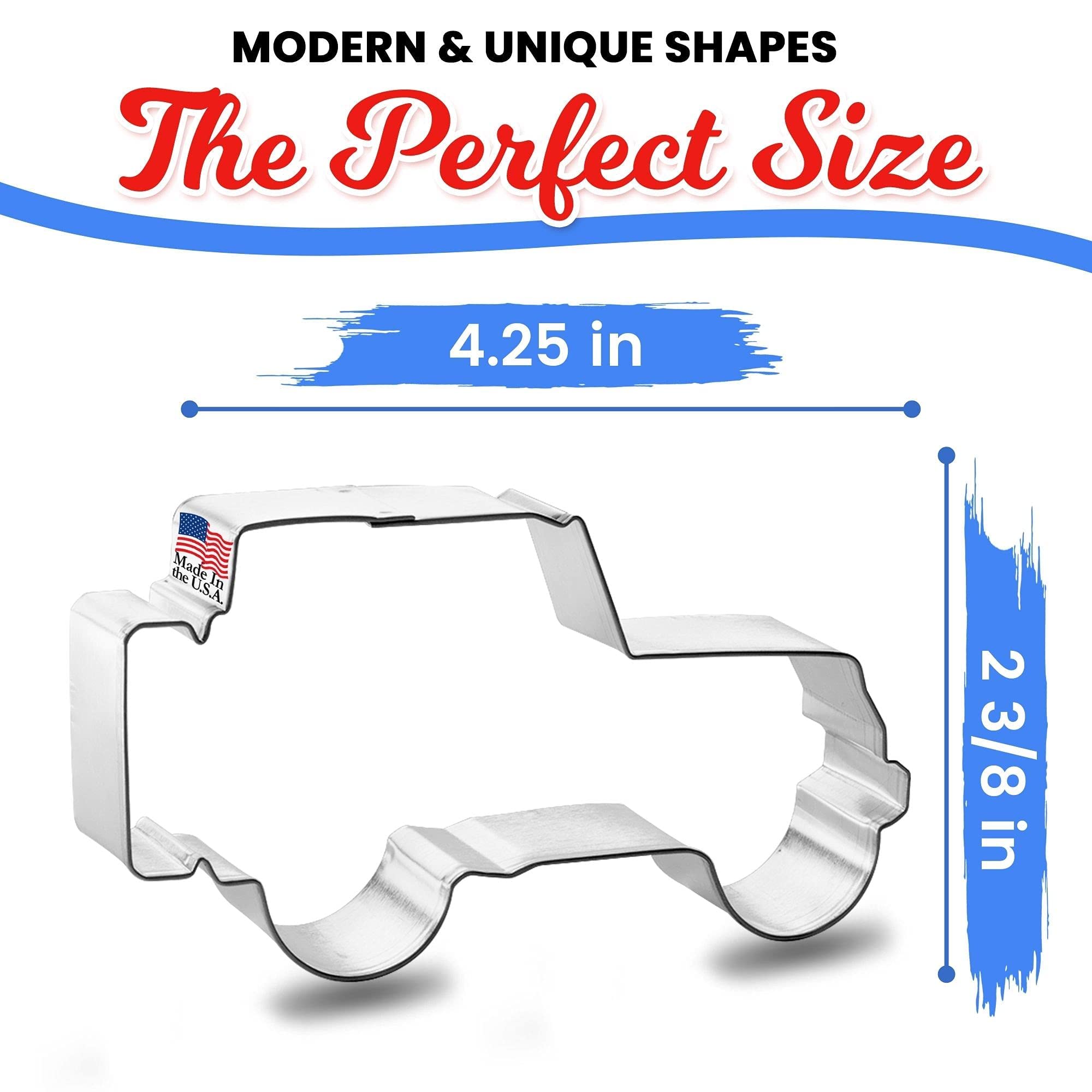 Suv Military Off-Road Vehicle Cookie Cutter 4.25 Inch - Made In The Usa - Foose Cookie Cutters Tin Plated Steel - Suv Cookie Mol